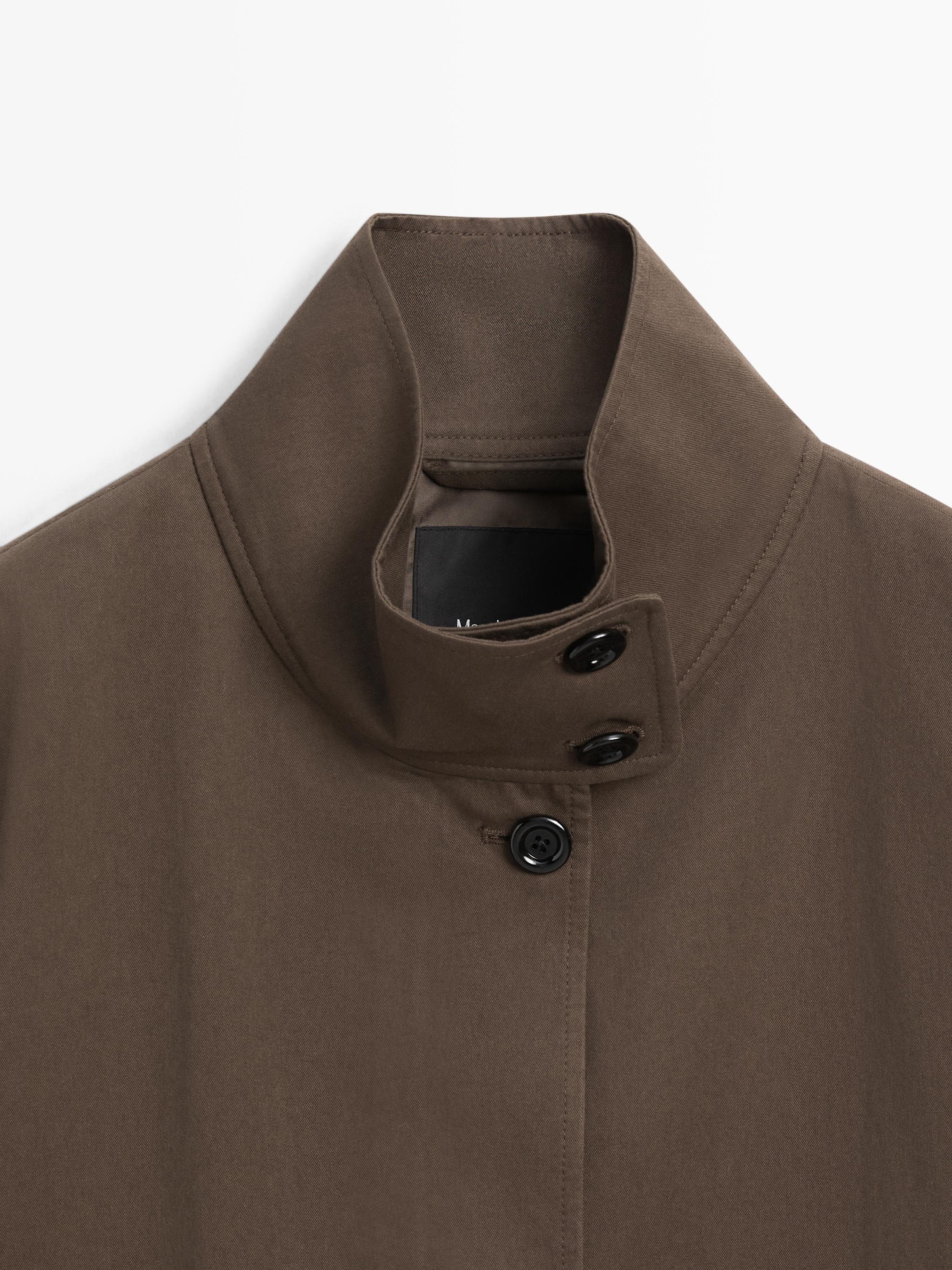 Mid-length trench coat with belt detail — Chocolate