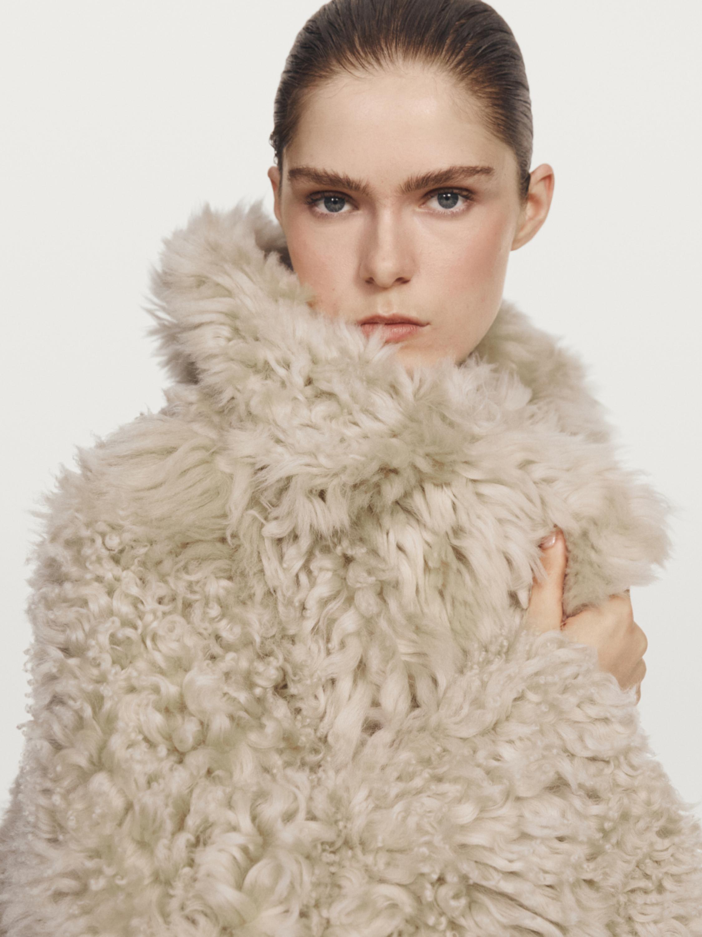 Short leather coat with fur - STUDIO — CREAM