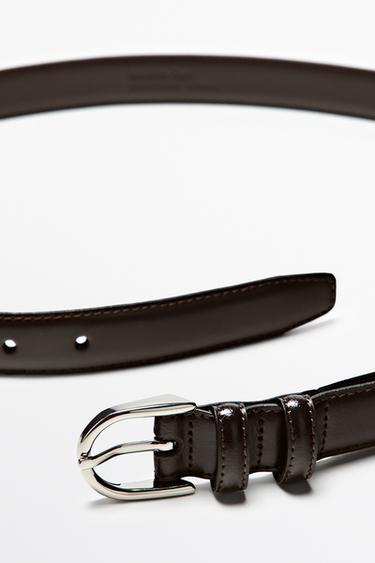 Nappa leather double-loop dress belt — BROWN 3