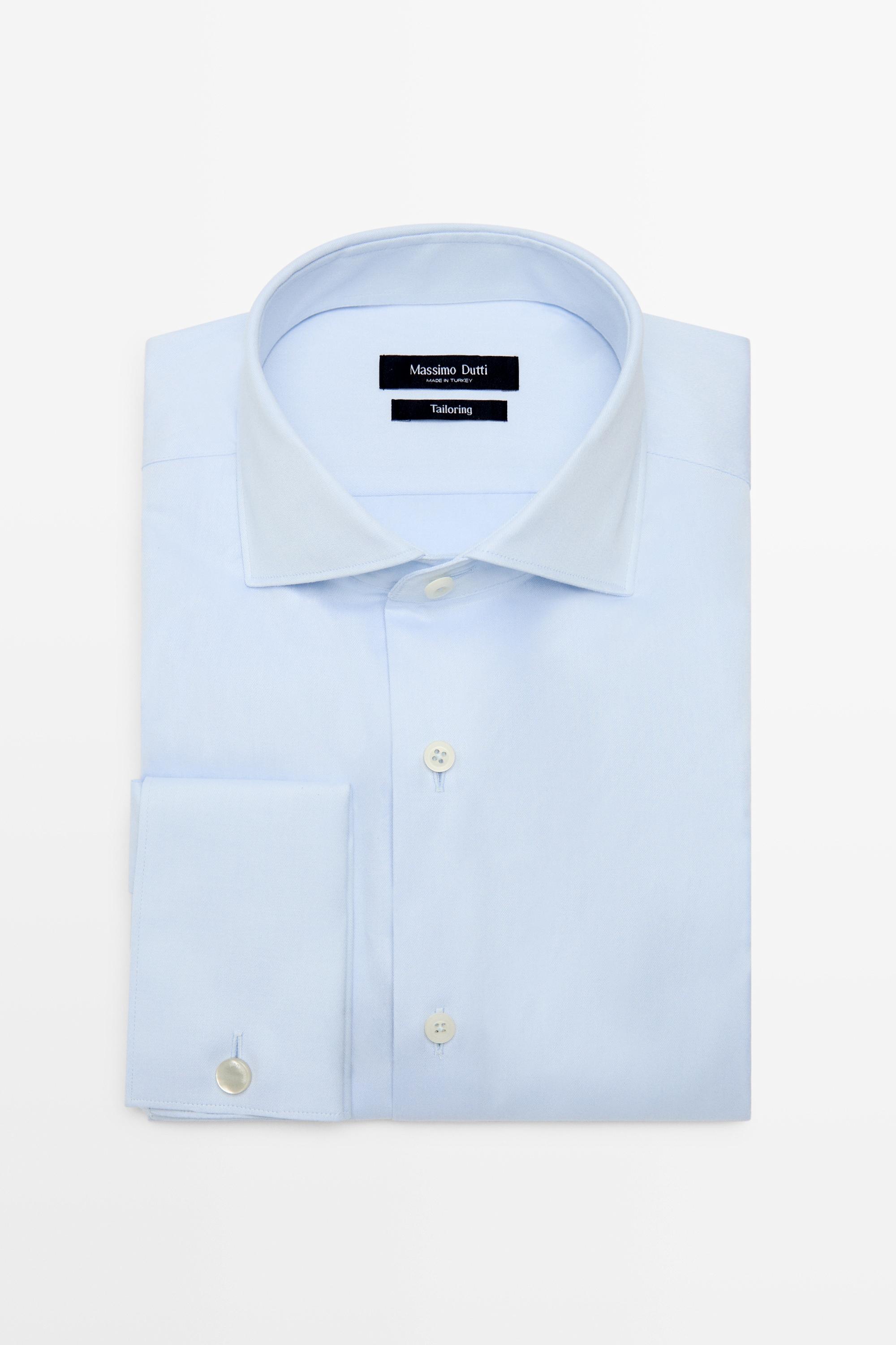 Slim fit 100% cotton shirt with double cuffs