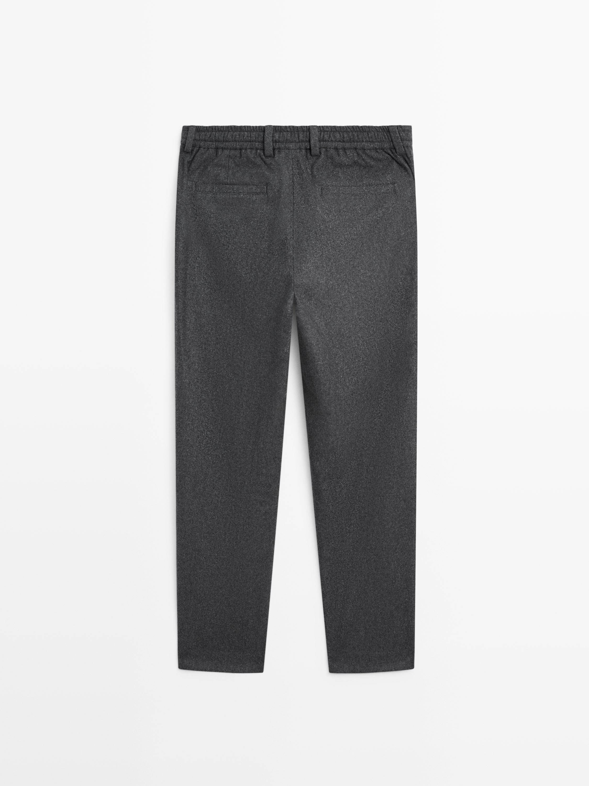 Wool blend flannel trousers — GREY