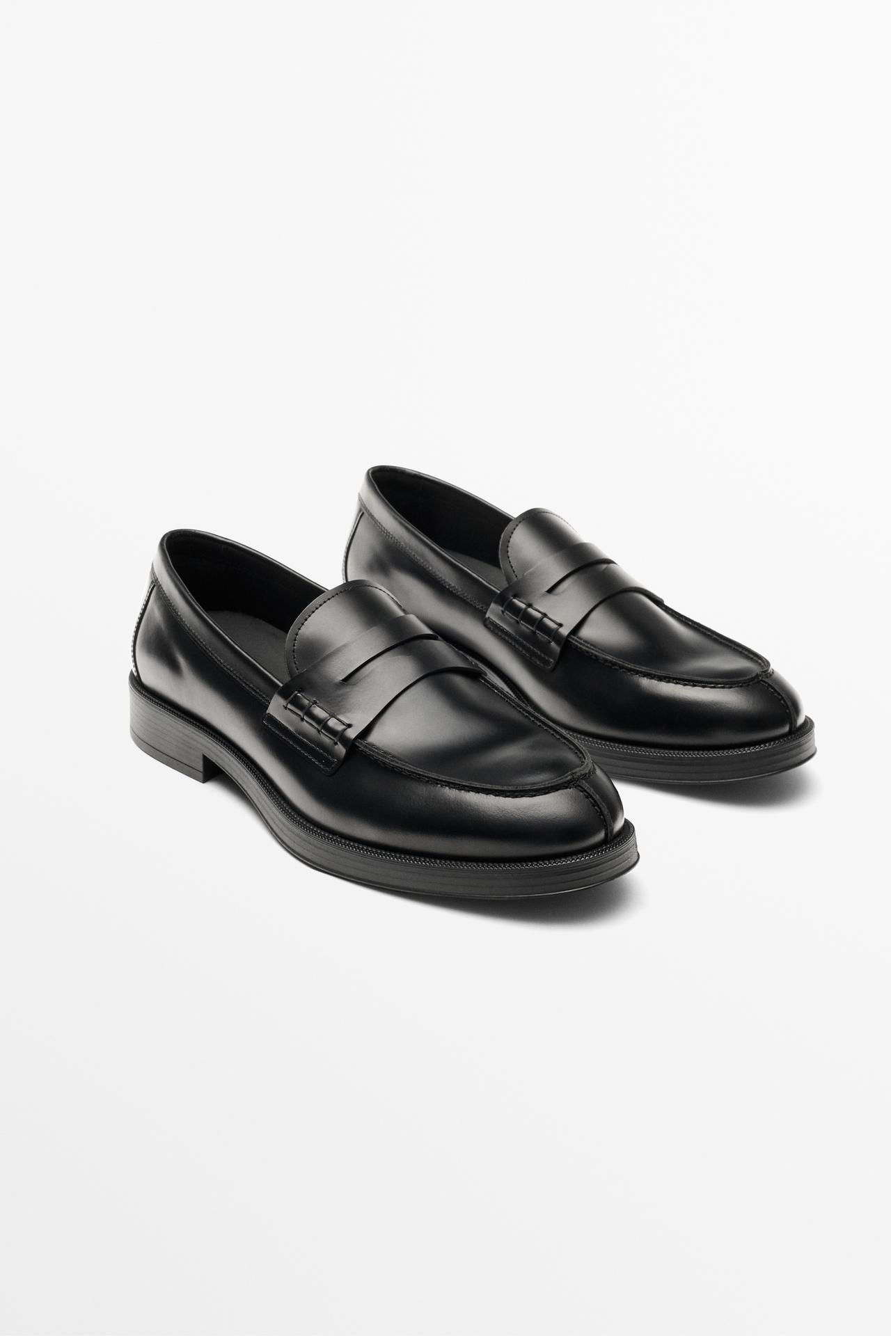 Leather penny loafer — BLACK