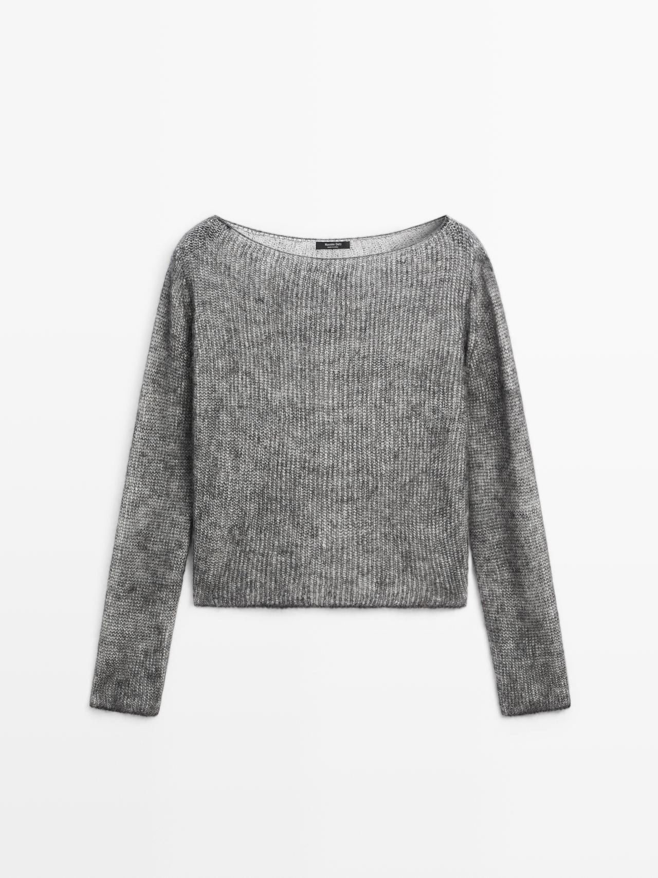 Massimo Dutti - Dame - Kort Striktrøje I Alpakauld Og Uld - Koksgrå - L