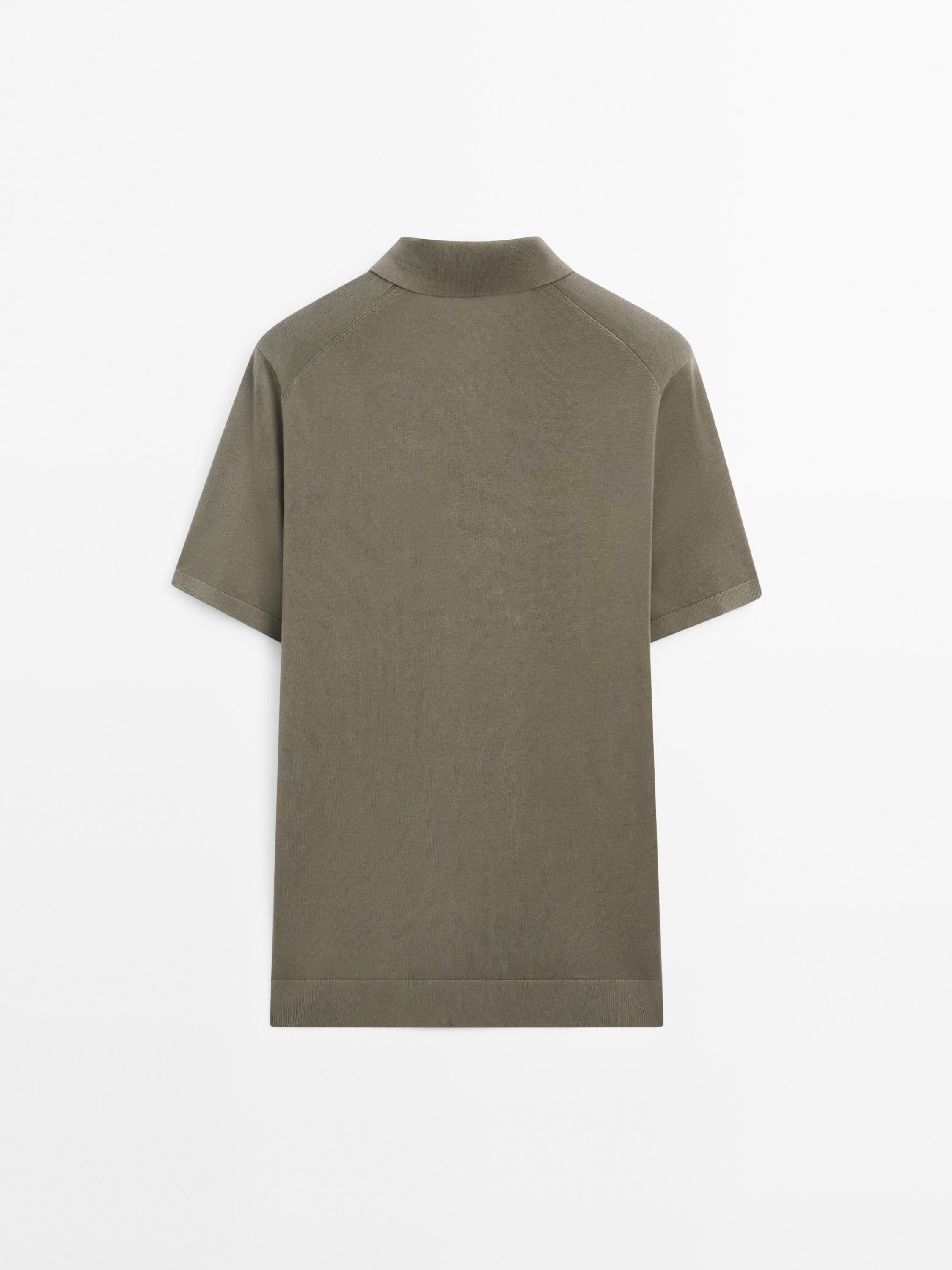 Short sleeve cotton knit polo shirt