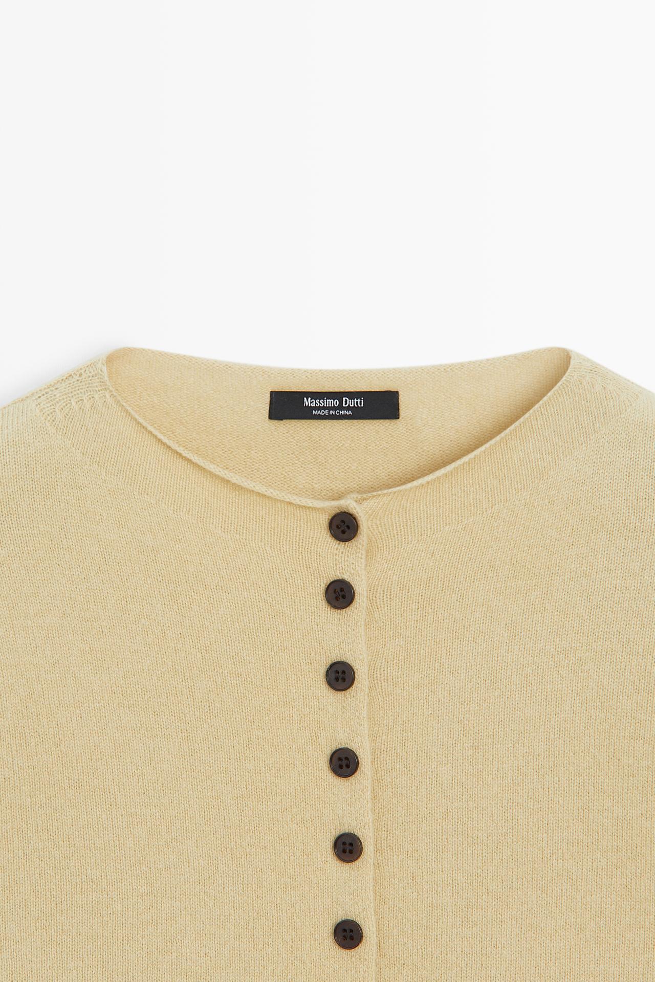 Wool-blend knit cardigan with buttons — OLIVE
