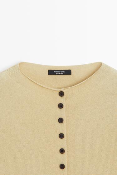 Wool-blend knit cardigan with buttons — OLIVE 9