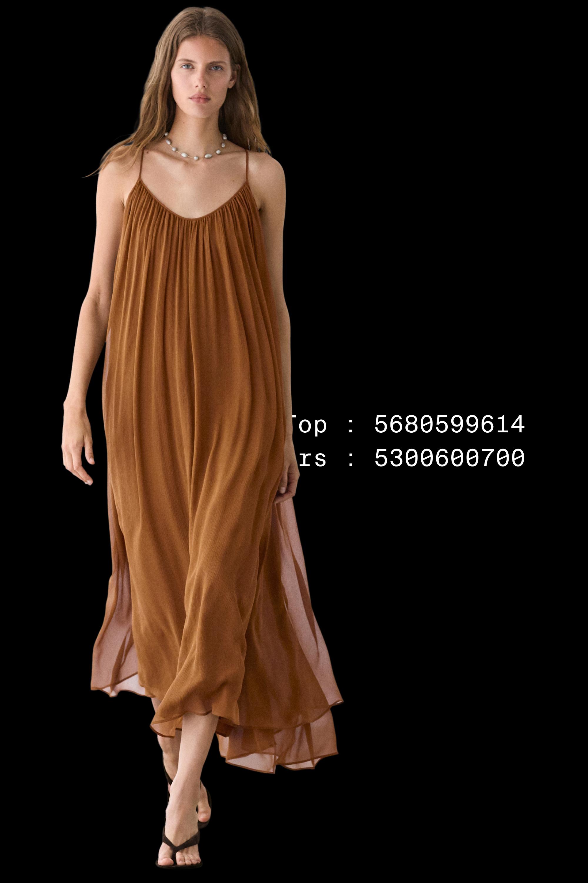 massimo dutti brown dress Flowing Linen Midi Dress With Belt - Brown - Xs - Massimo Dutti