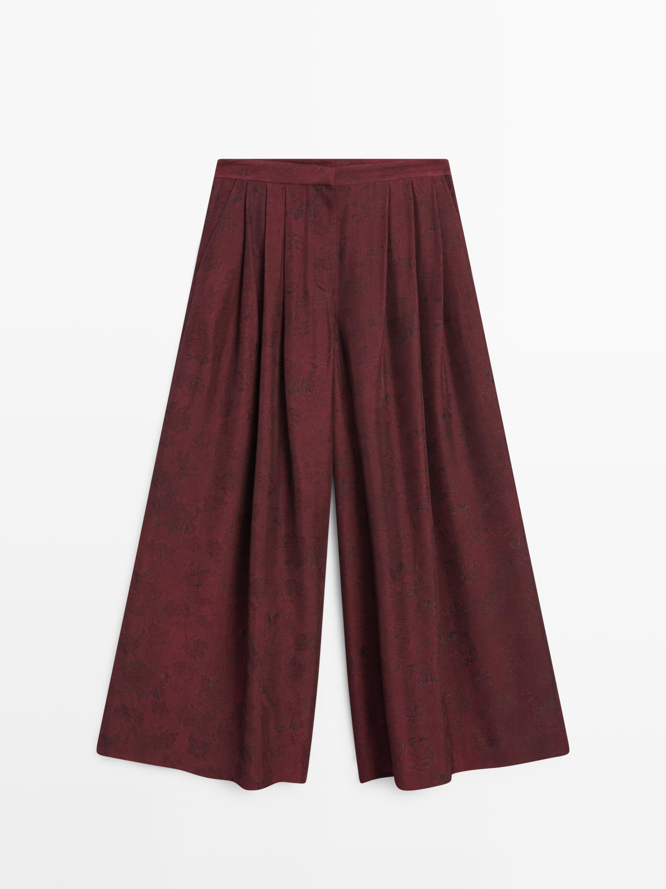 Printed flowing wide-leg trousers