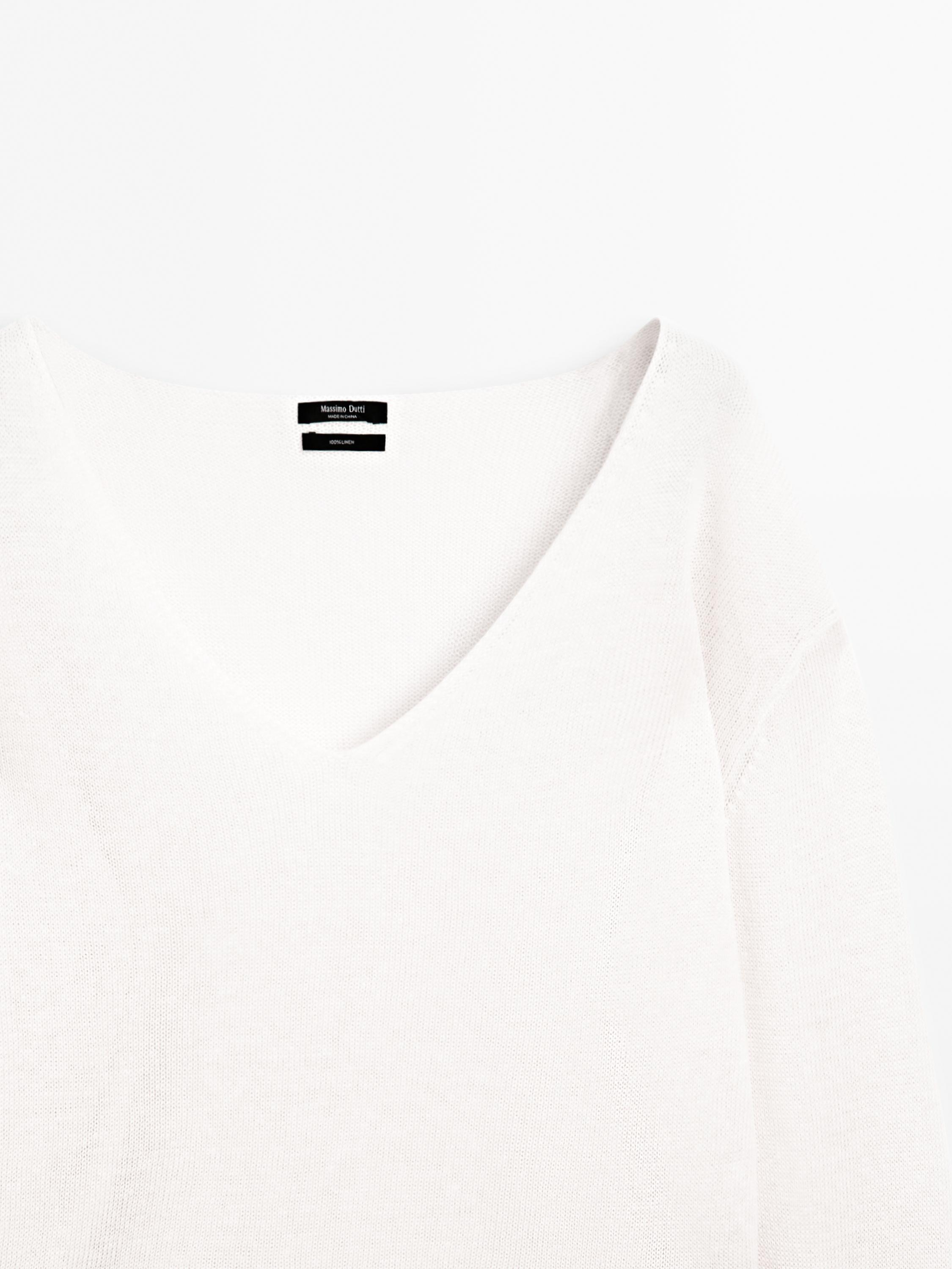 100% linen knit V-neck sweater
