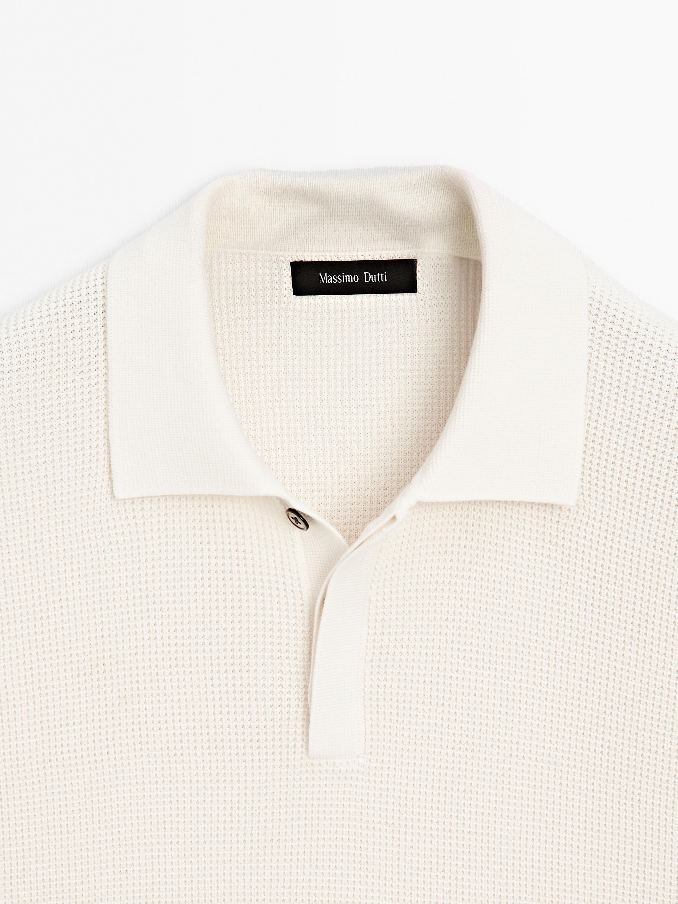 Polo en maille texturée de coton