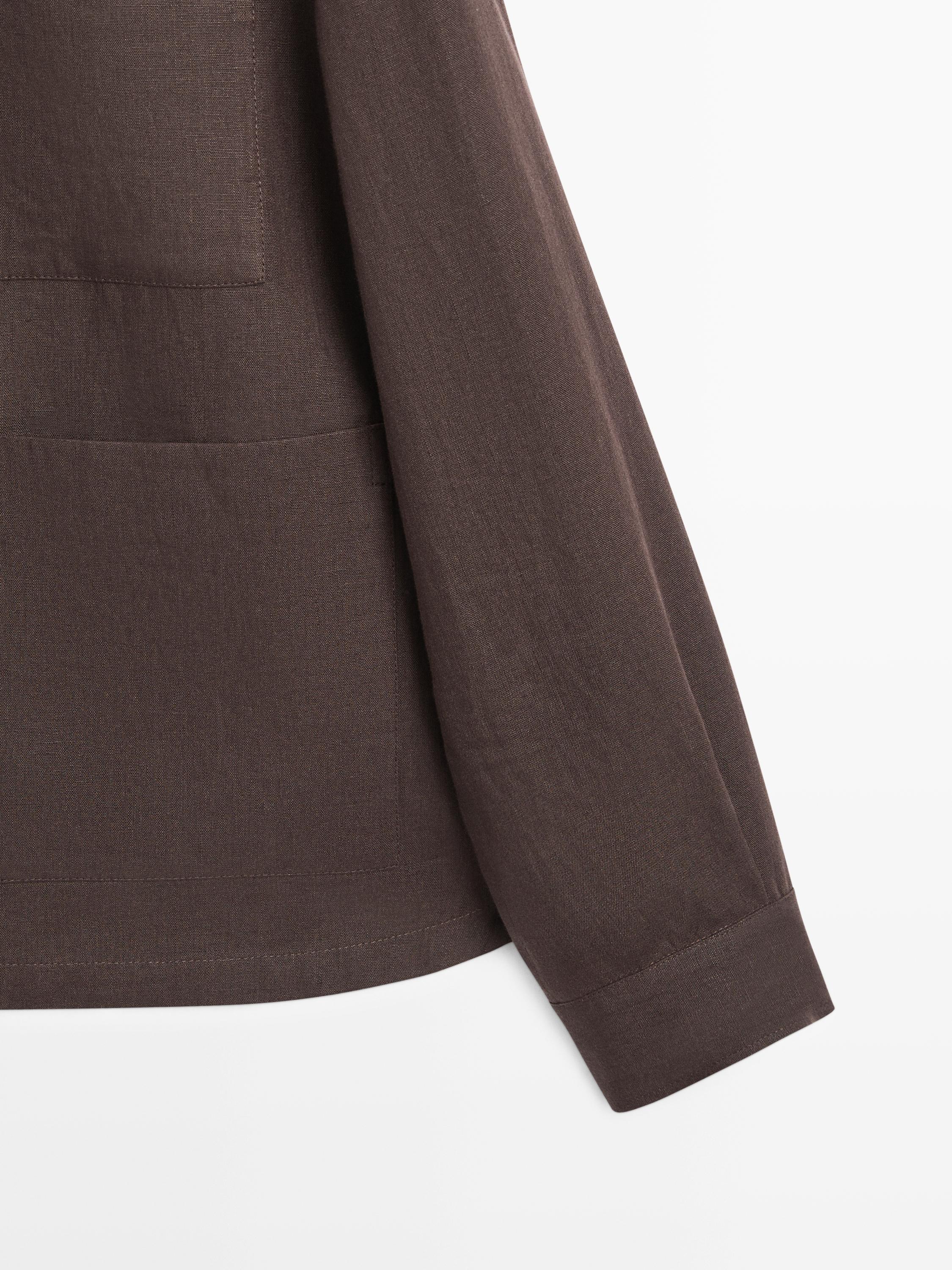 Total look linen overshirt — Chocolate