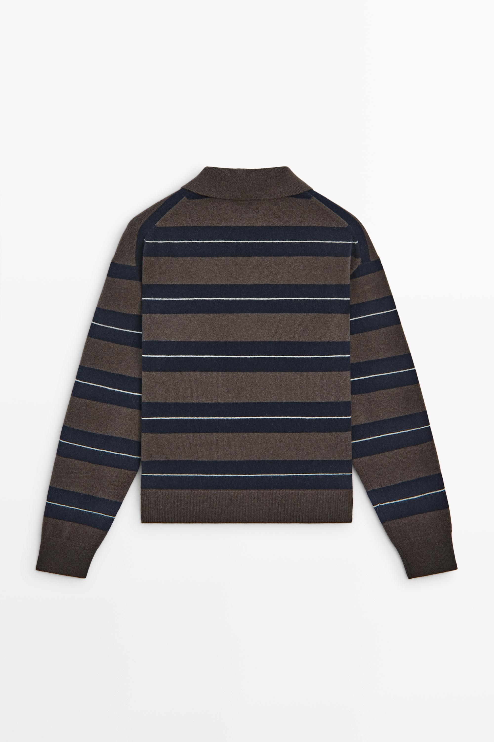 100% wool zip polo sweater - thumbnail 6