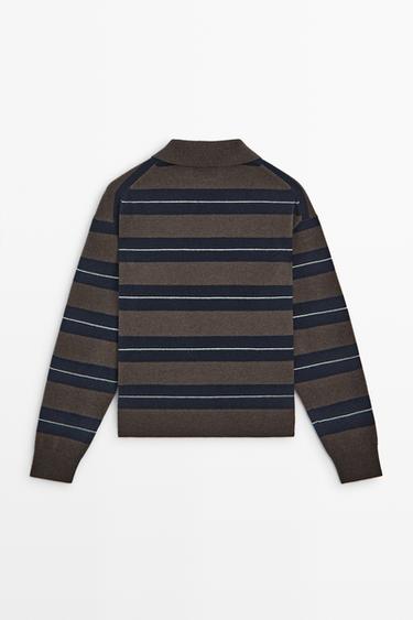 100% wool zip polo sweater — NAVY BLUE 6