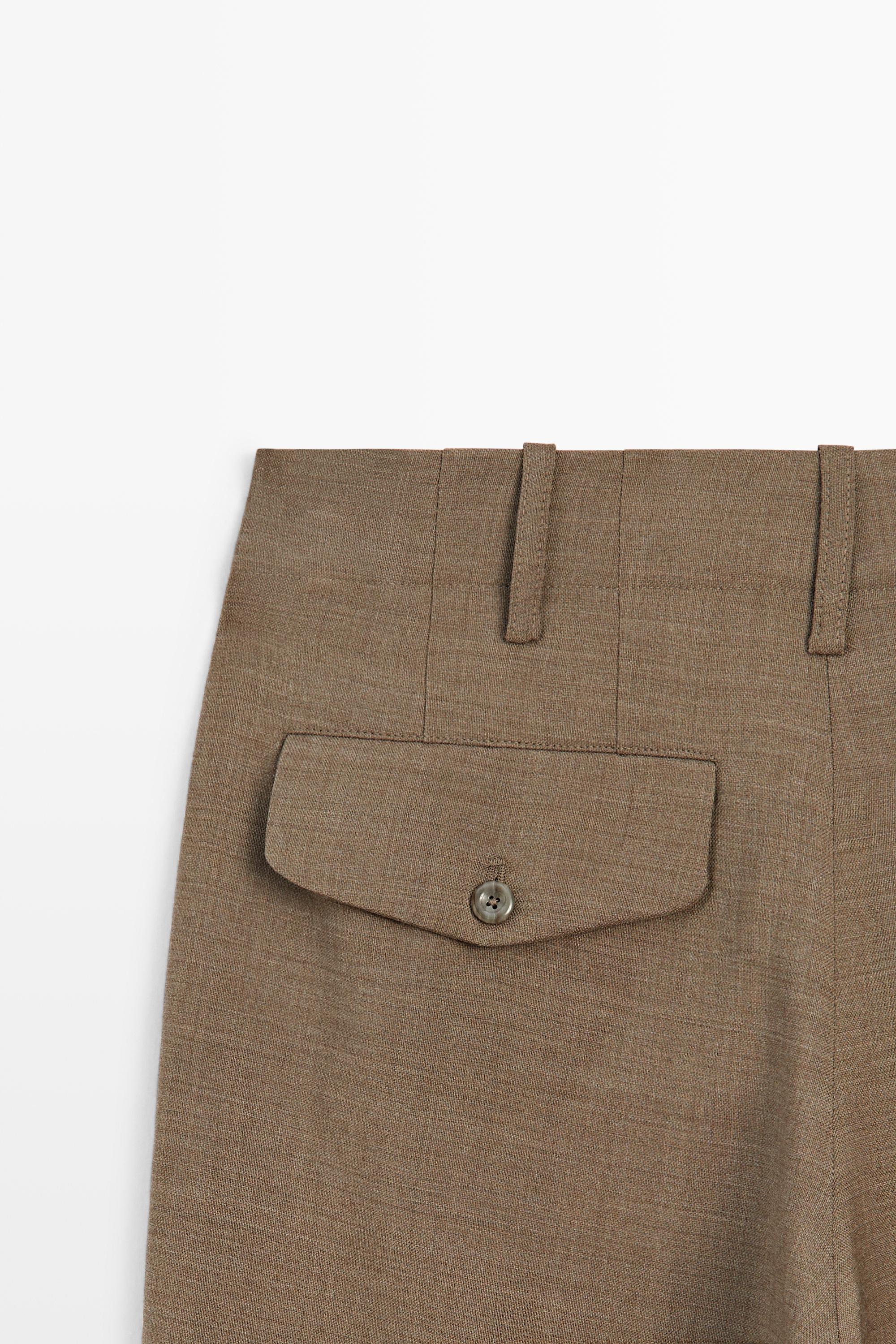 100% Wool Melange Suit Pants — CAMEL