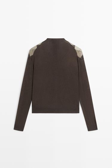 100% wool argyle knit cardigan — GREY 6