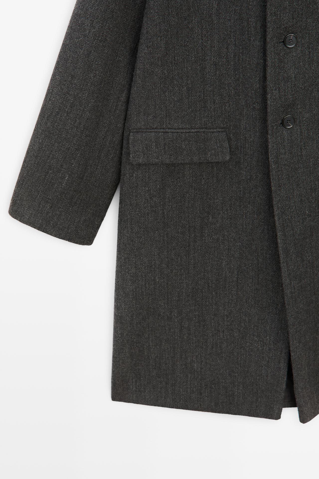 High collar wool coat — DARK GREY