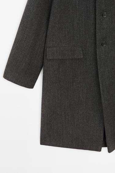 High collar wool coat — DARK GREY 7