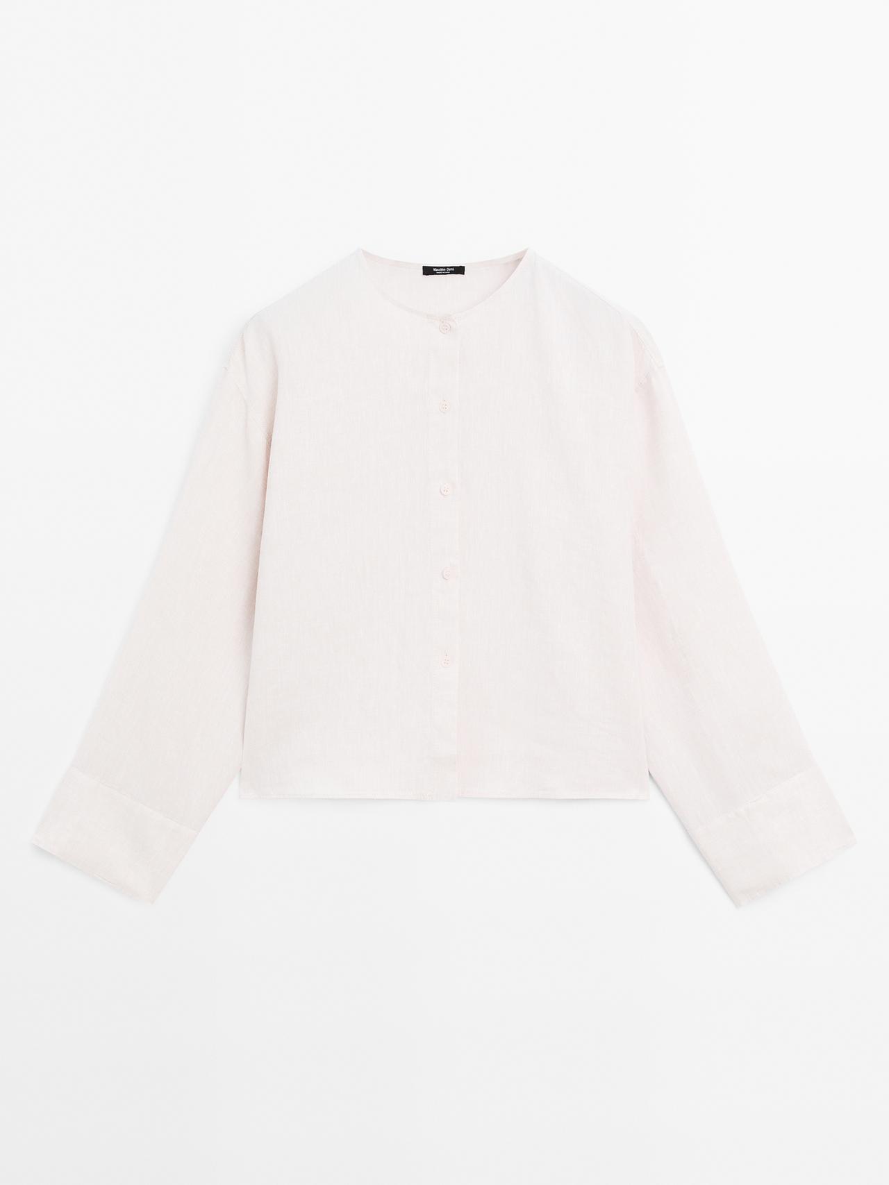 Chemisier Boutonné Fluide 100 % Lin - Cru - S - Massimo Dutti - Femme