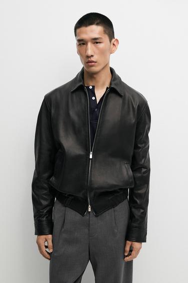 Jacket with nappa leather collar detail — BLACK 3