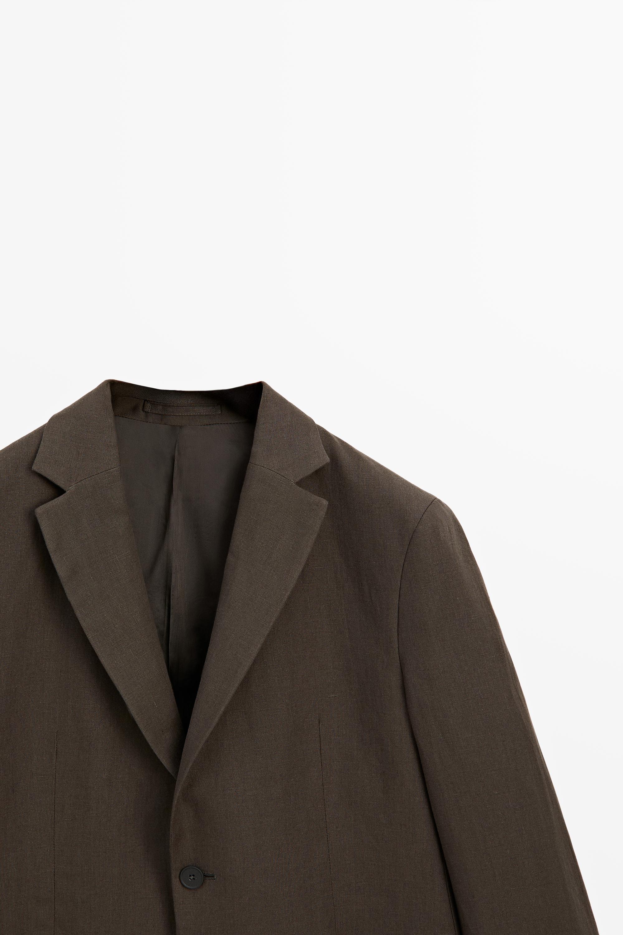 Linen suit blazer — BROWN