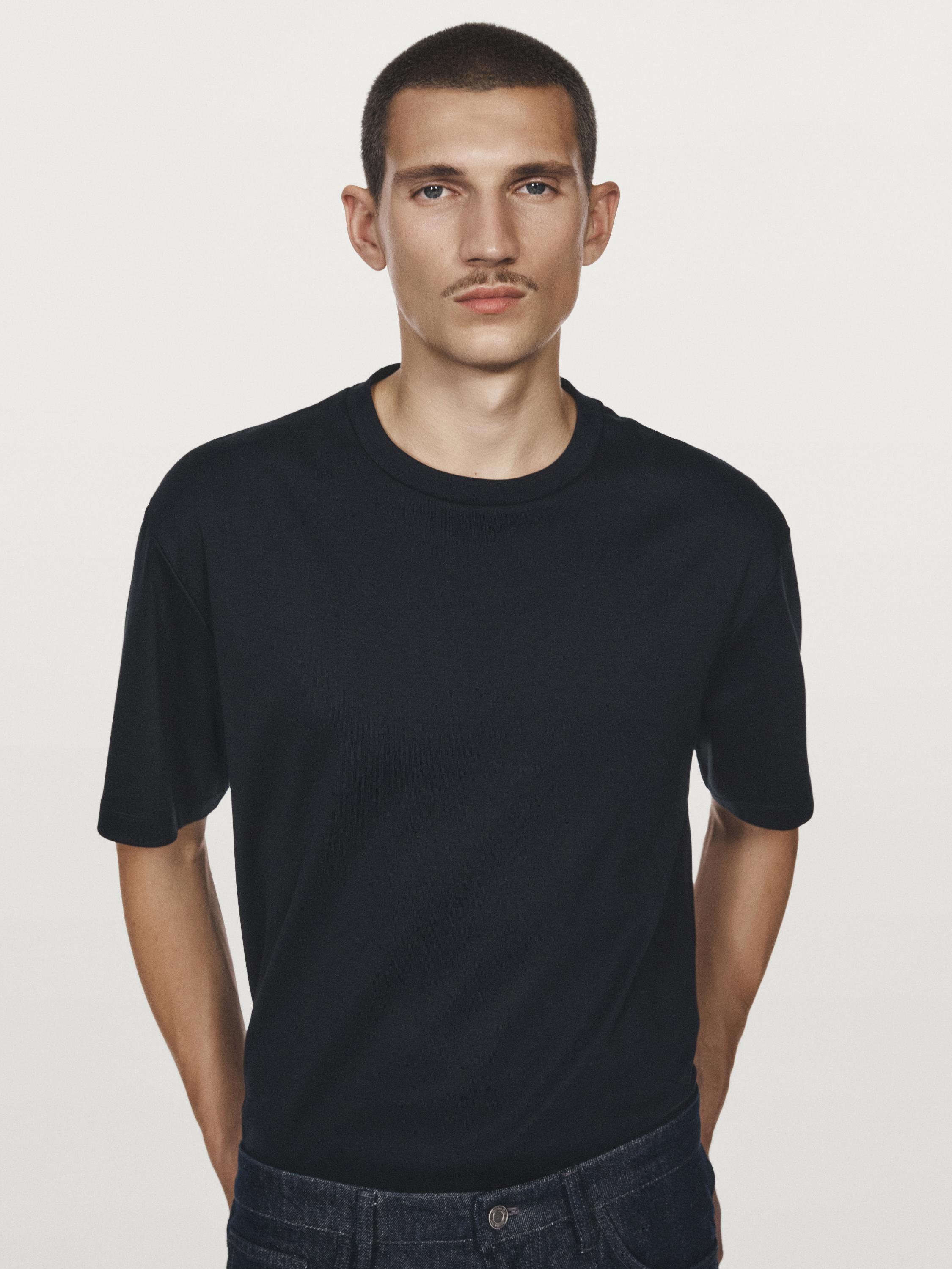 100% mercerised cotton T-shirt — NAVY BLUE