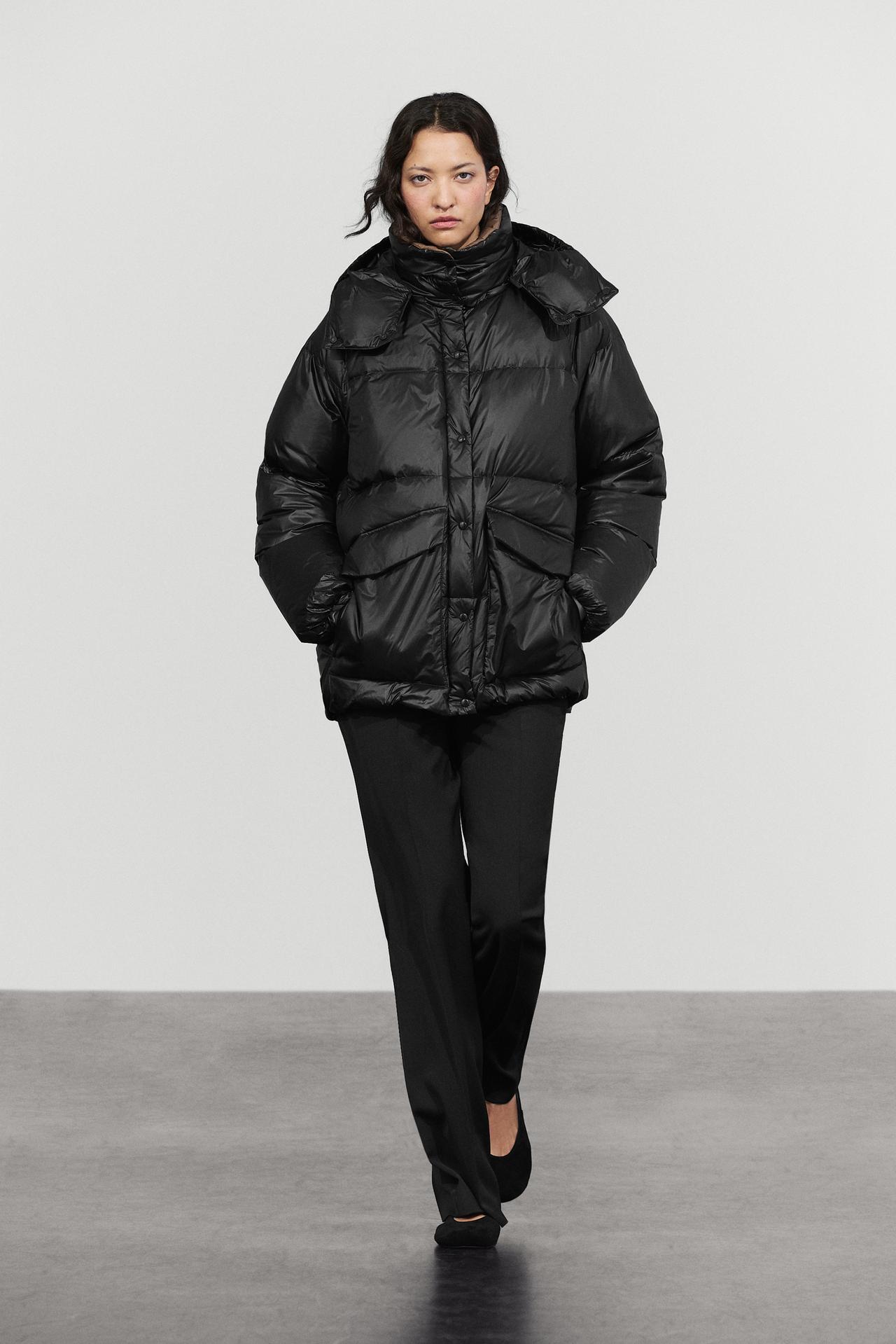 Down jacket with contrast interior — BLACK