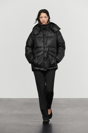 Down jacket with contrast interior — BLACK 1