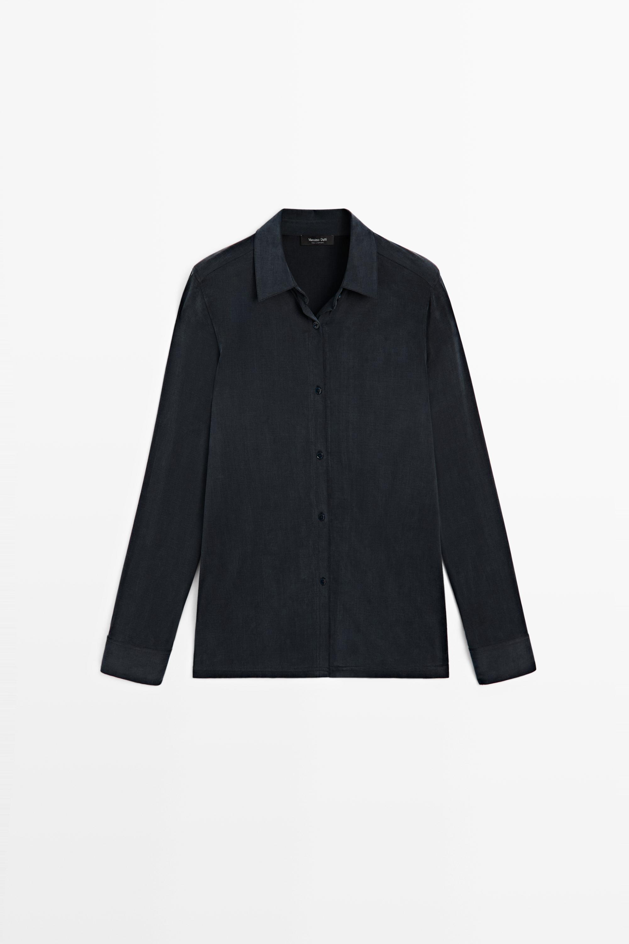 Flowing shirt with shirt collar - STUDIO — BLUE