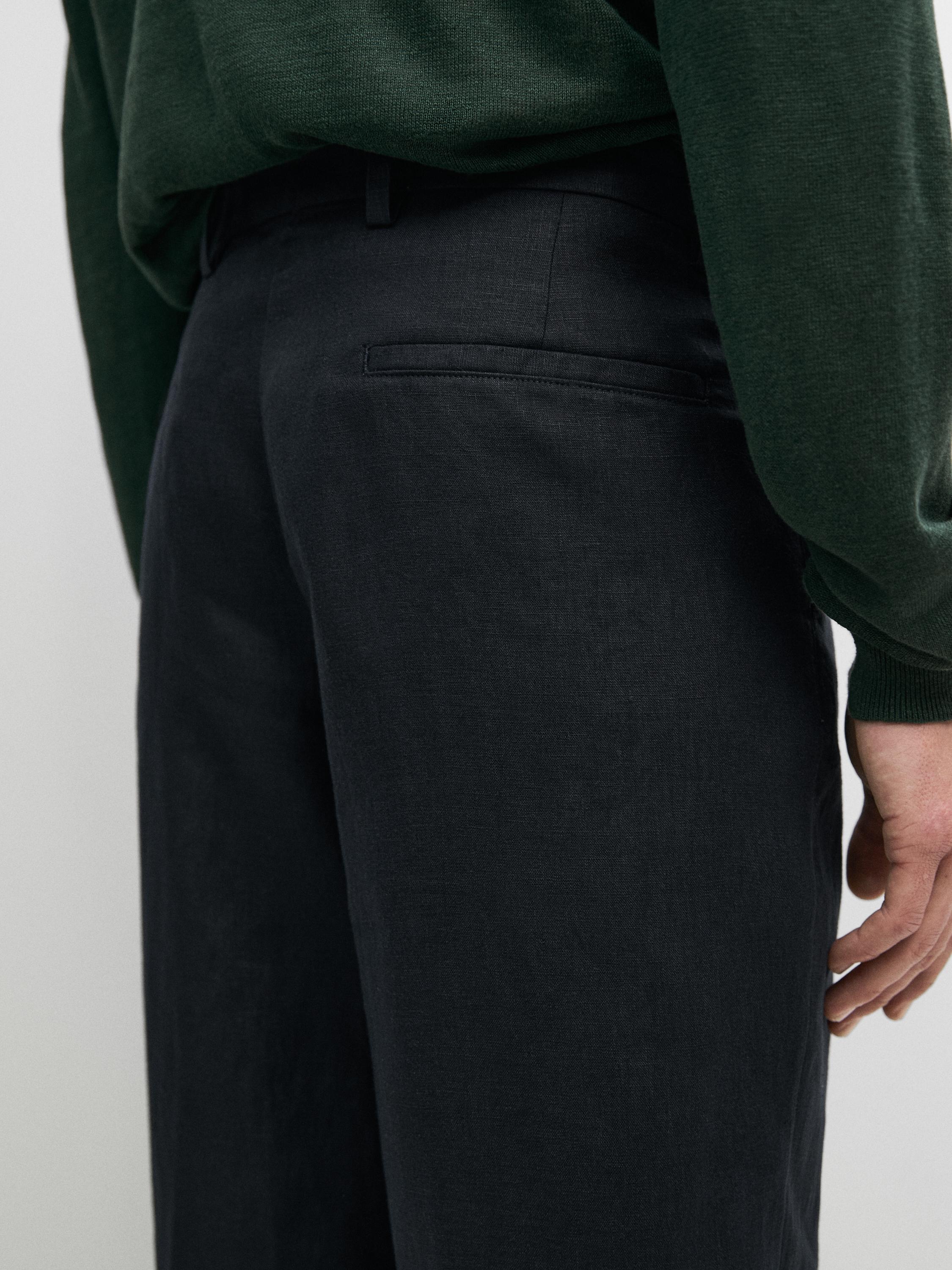Linen suit trousers — NAVY BLUE