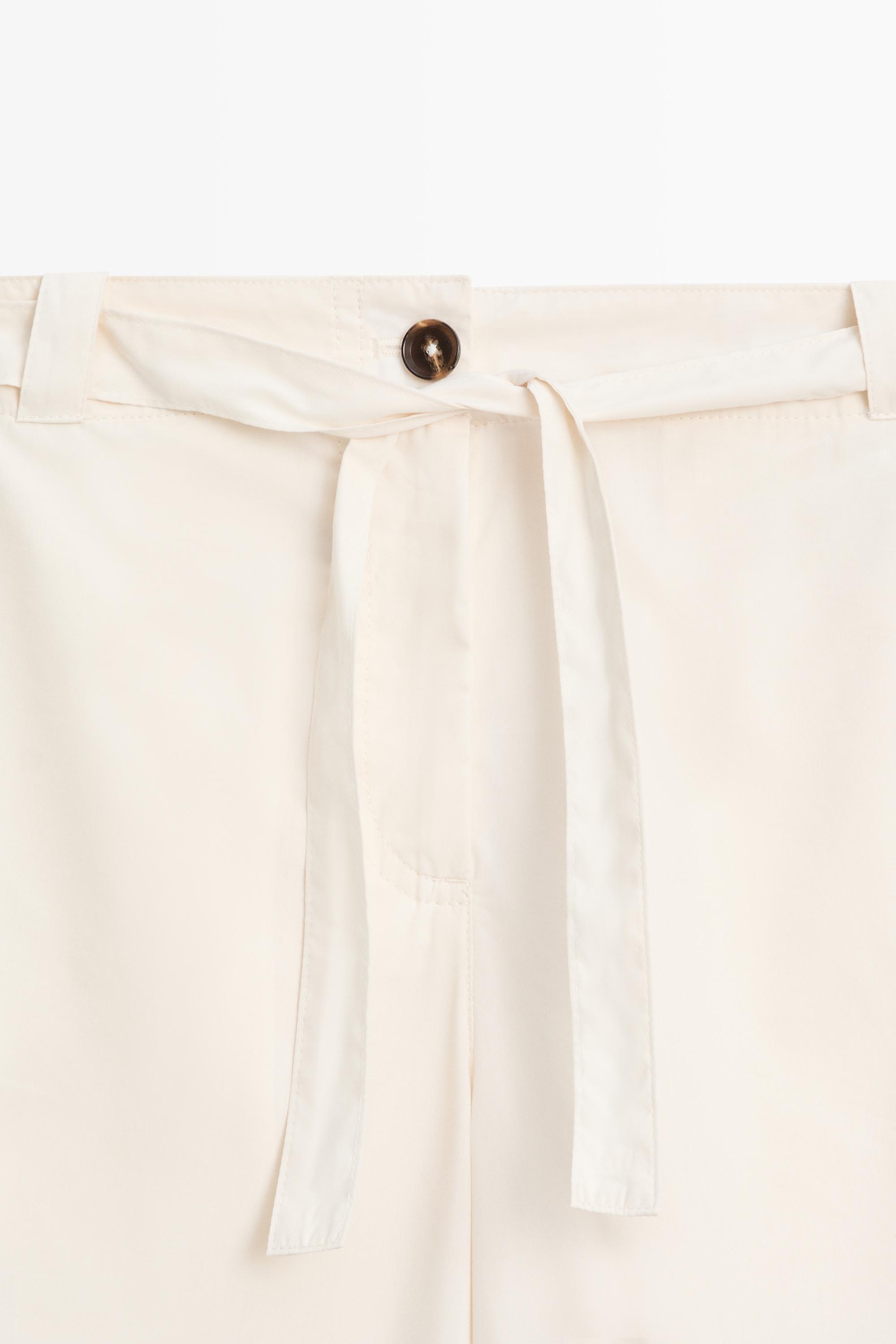 Cotton blend pants with tie detail