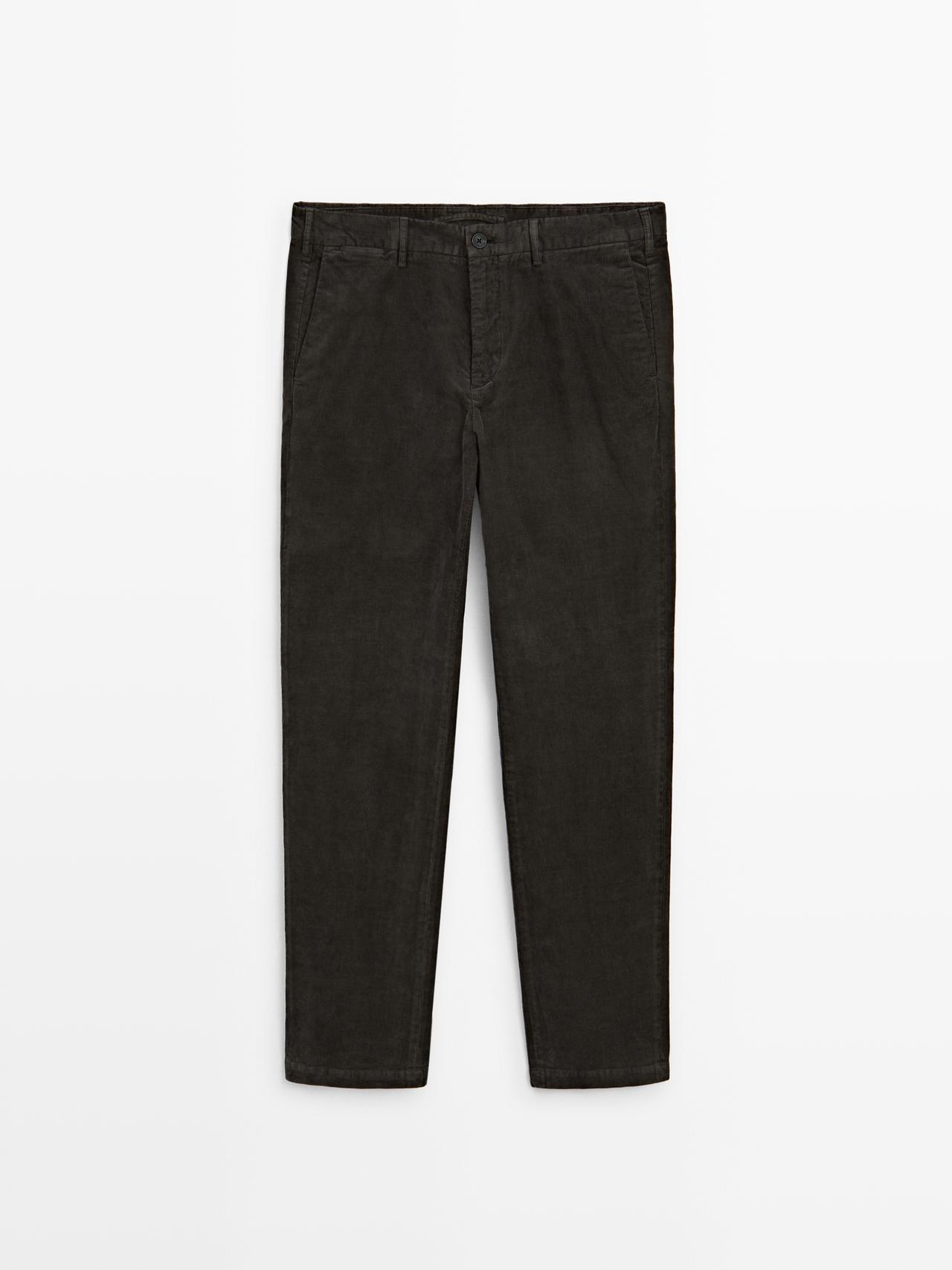 Massimo Dutti - Heren - Slim Fit Corduroy Broek - Staal - 42
