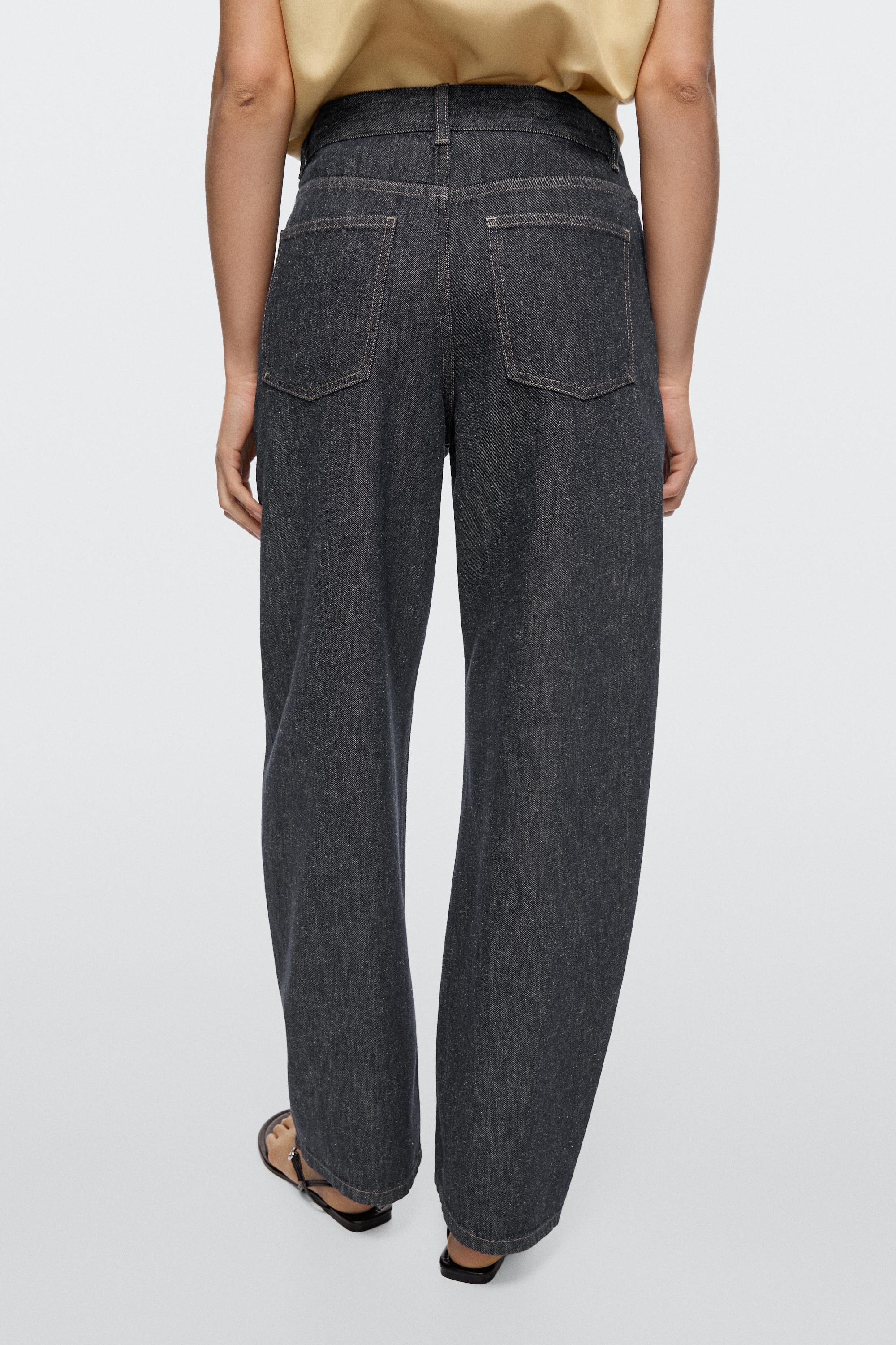 High-waist barrel fit jeans — DARK BLUE