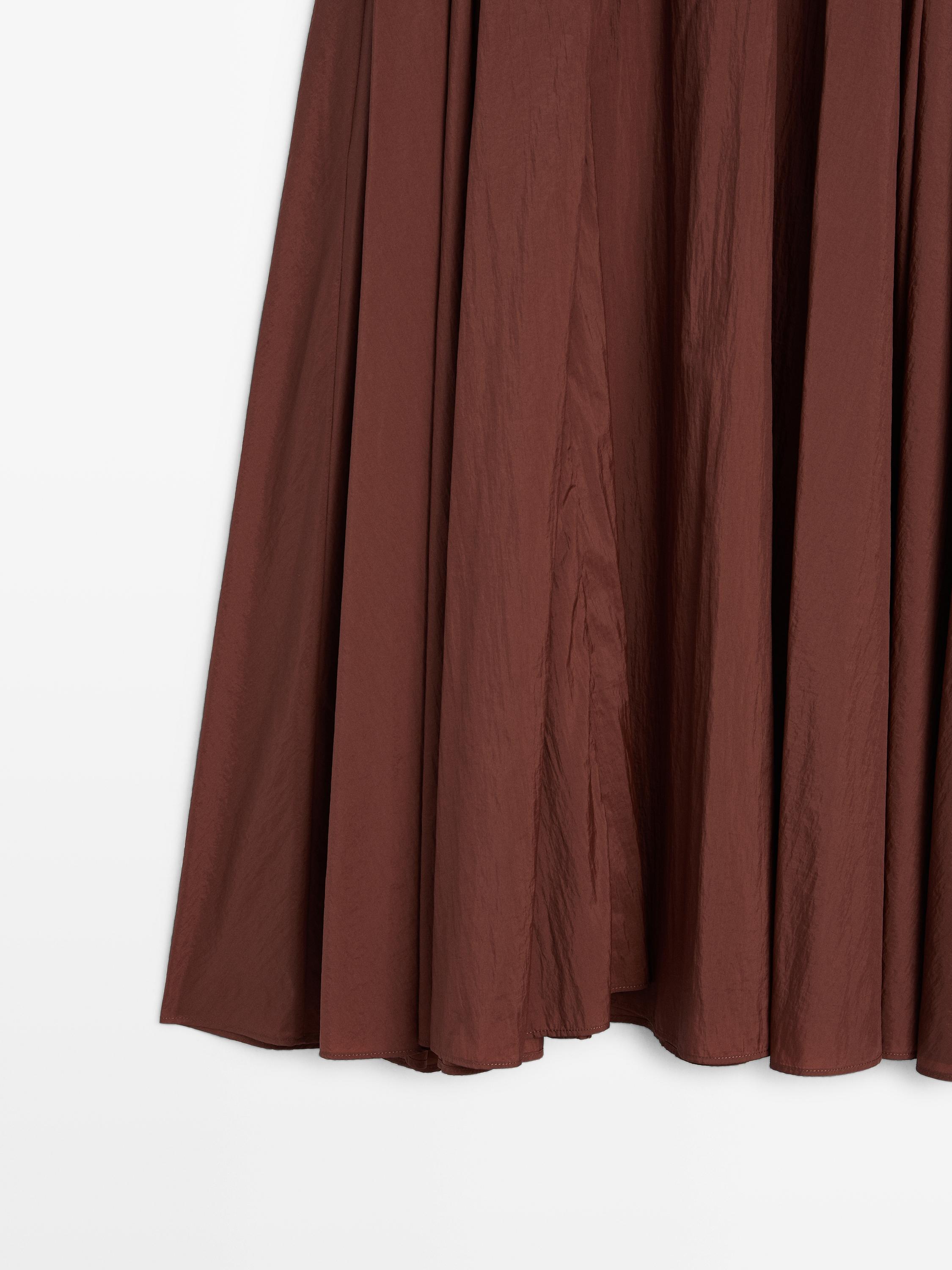 Pleated technical midi skirt