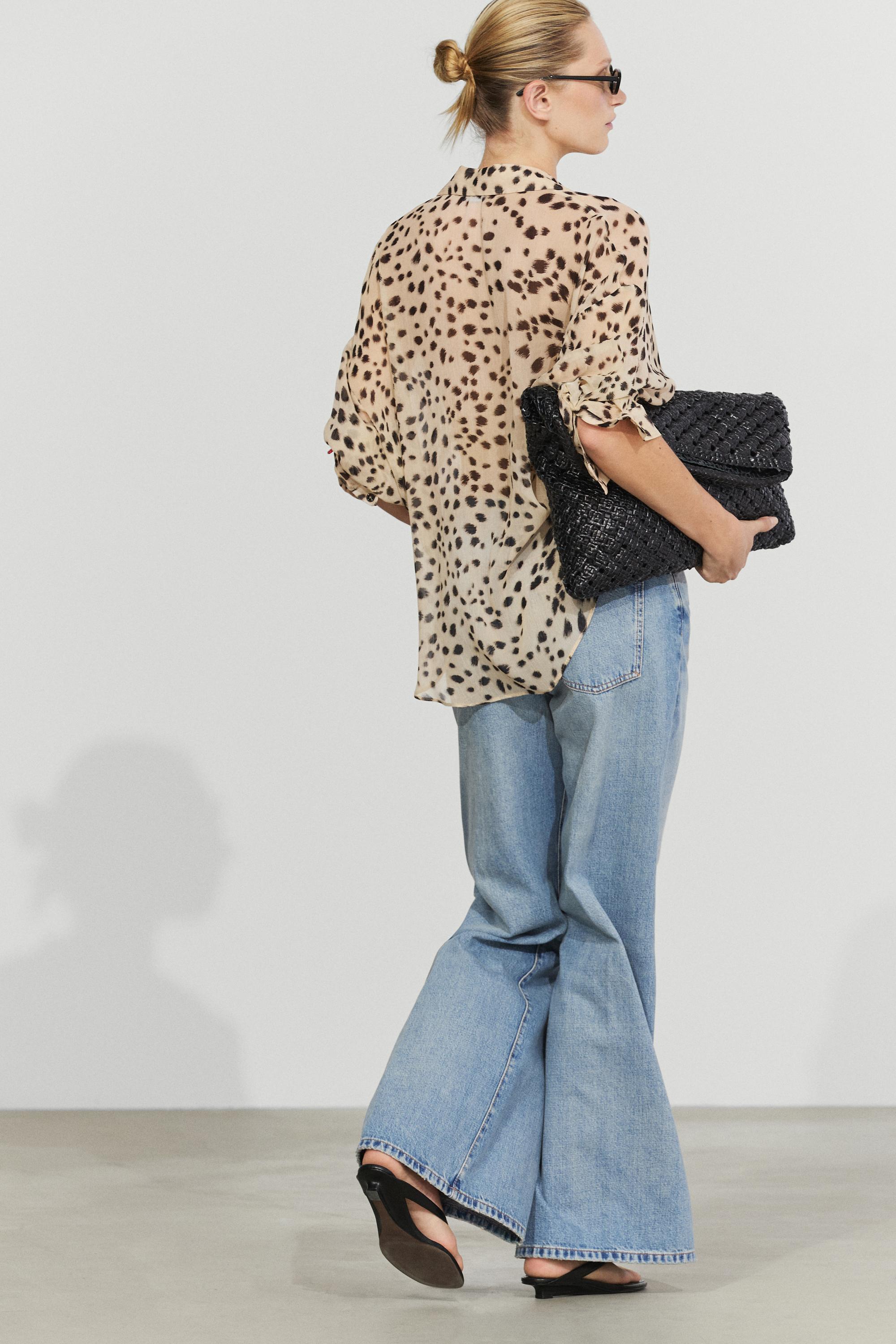 Animal print flowing shirt — SAND BROWN