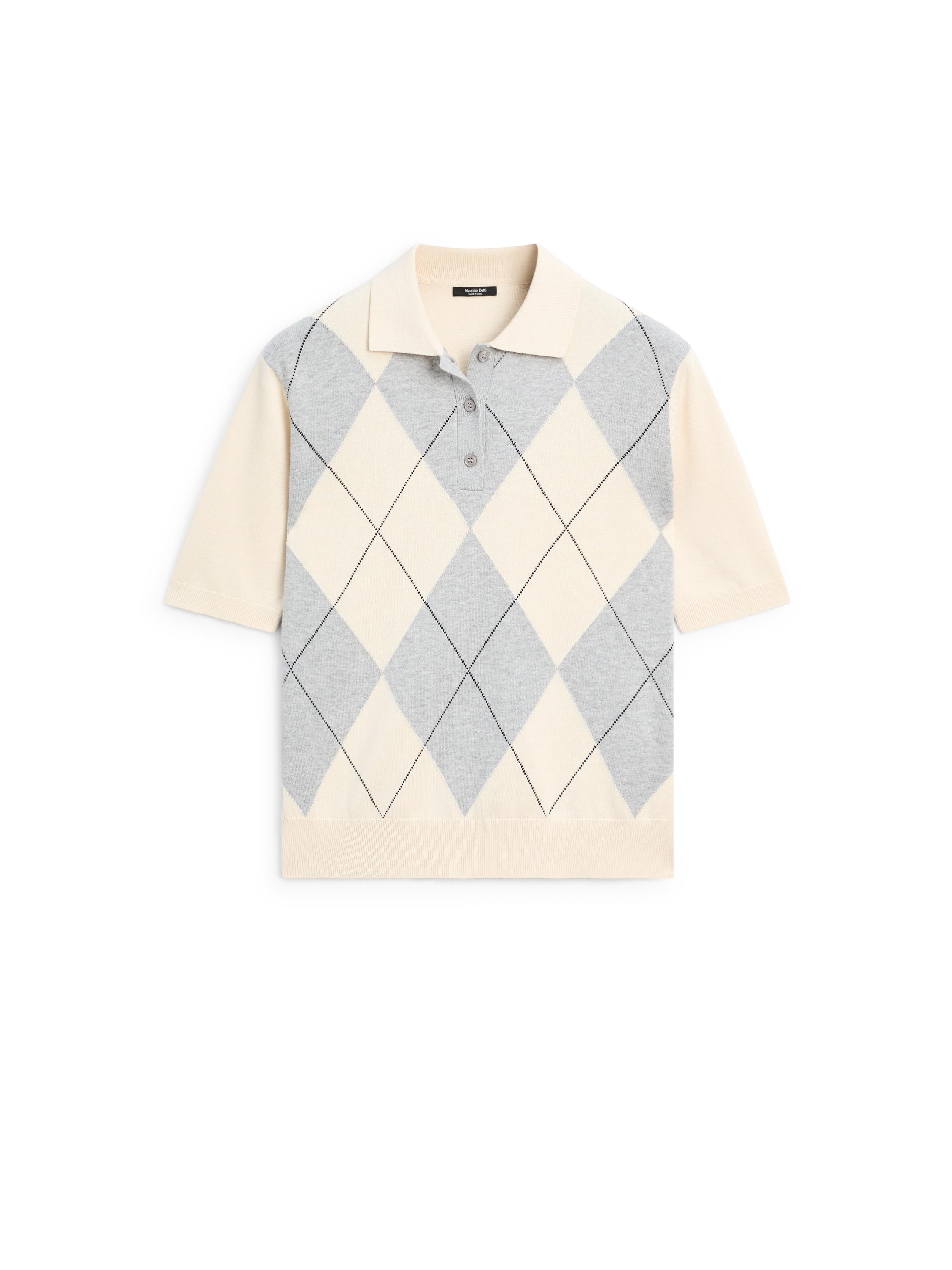 Argyle knit polo sweater