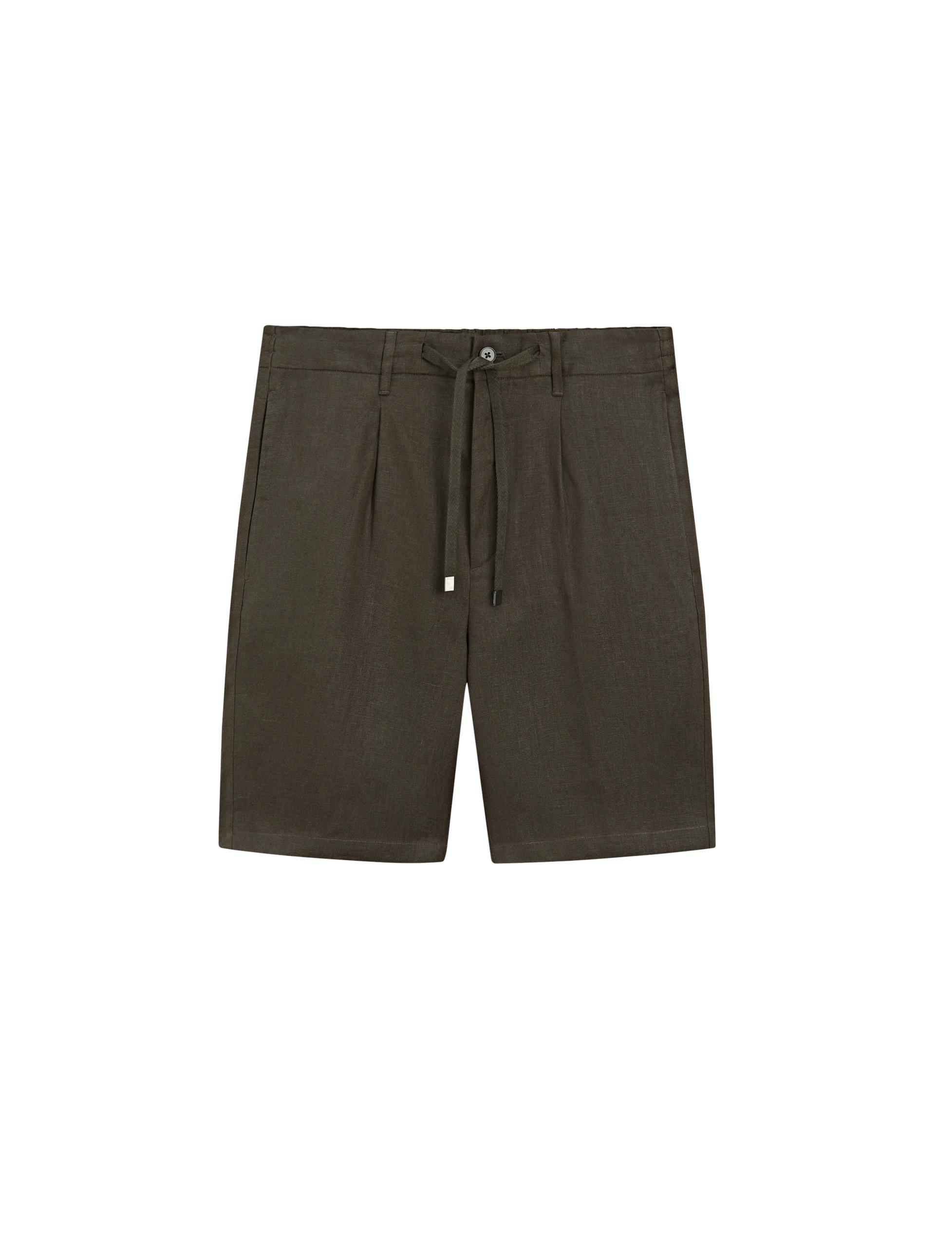 Bermuda Con Elastico In Lino, Total Look - Verde - M - Massimo Dutti - Maschile