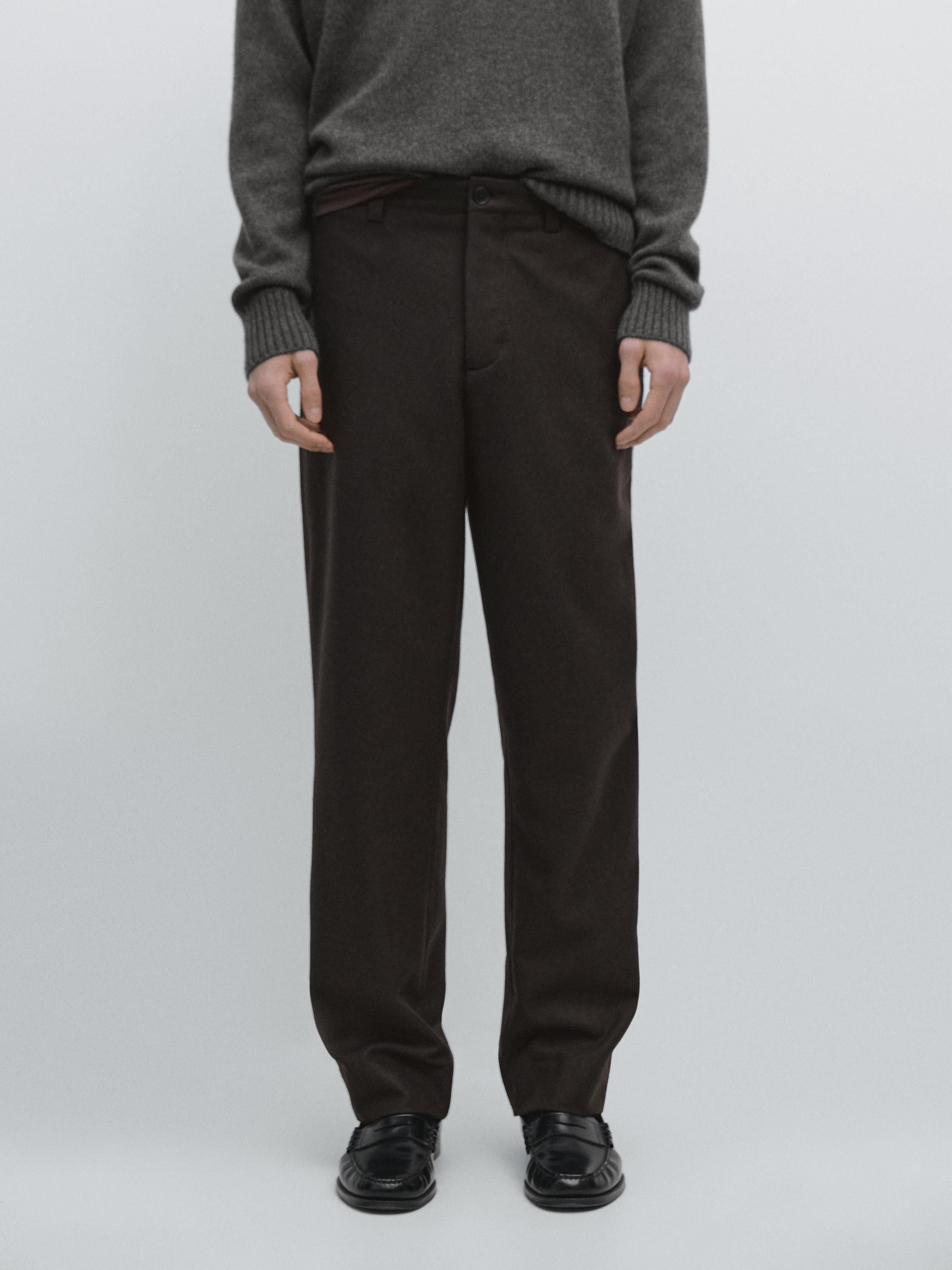 Total look wool blend trousers — BROWN