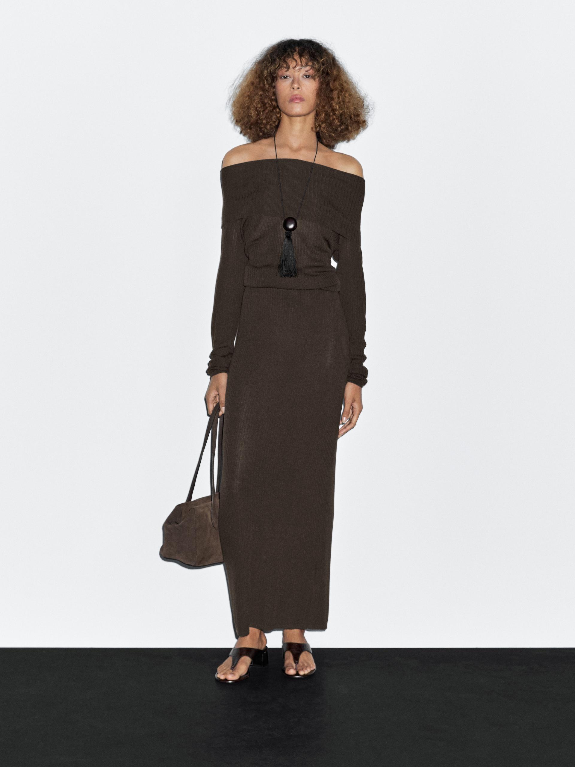 Jersey Punto Canalé - Marrón - L - Massimo Dutti - Mujer