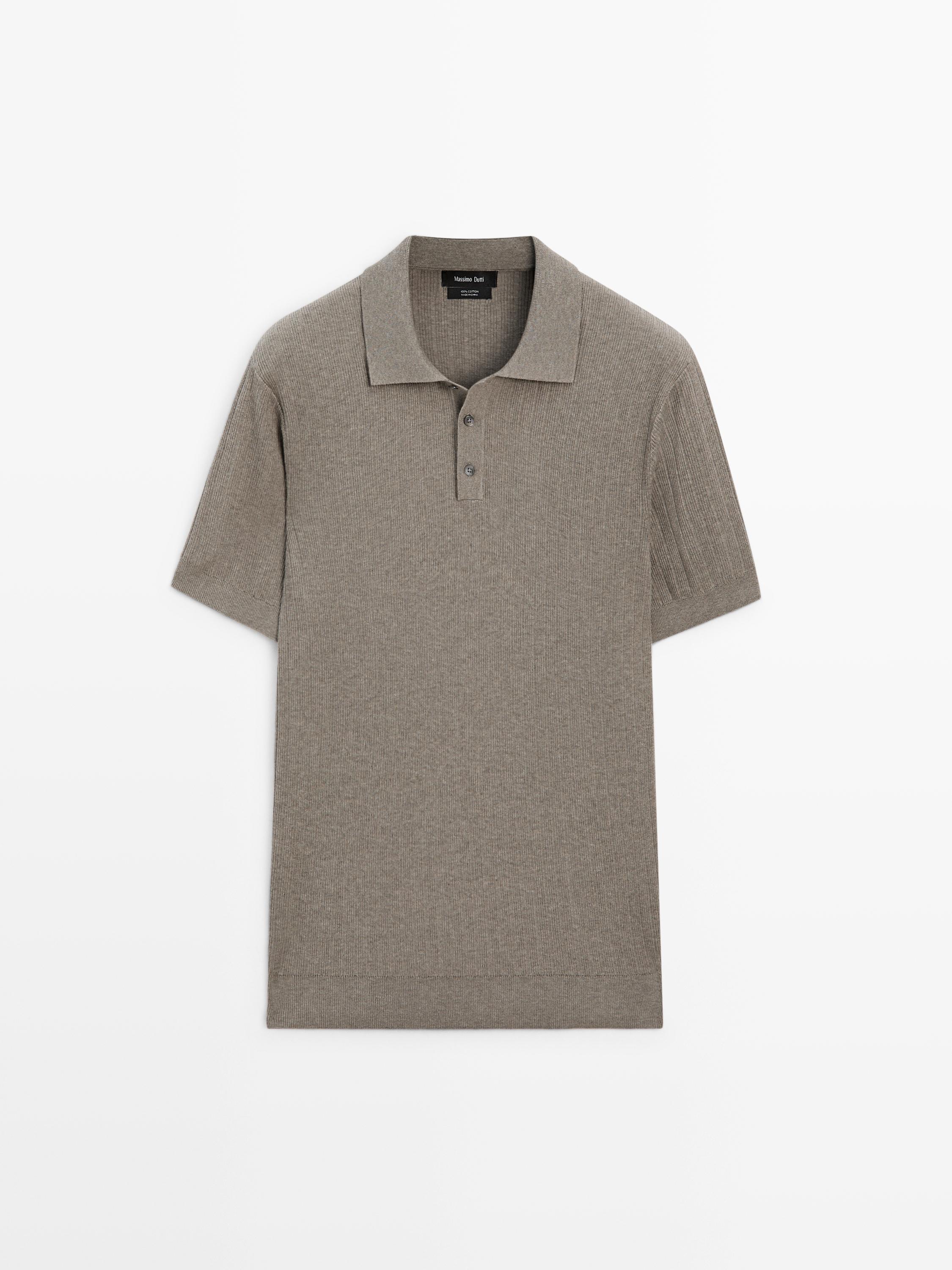 Ribbed knit cotton polo shirt — Washed