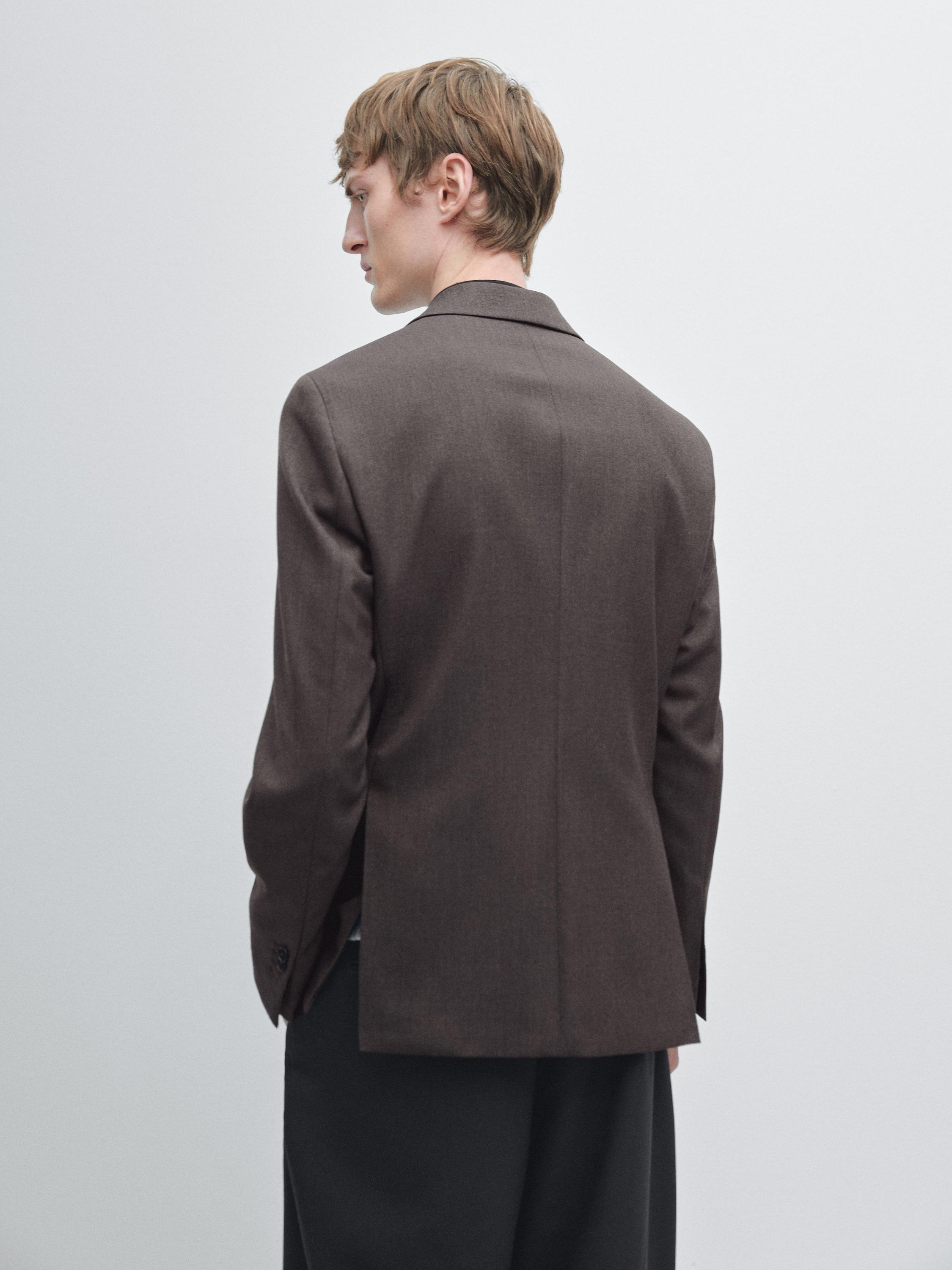 100% wool tailored blazer — BROWN
