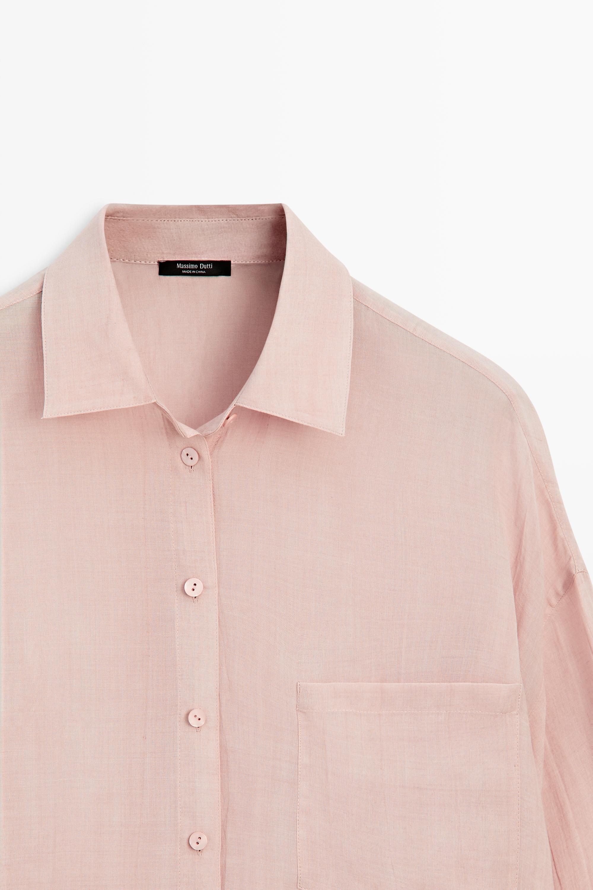 Flowing ramie pocket shirt — PALE PINK