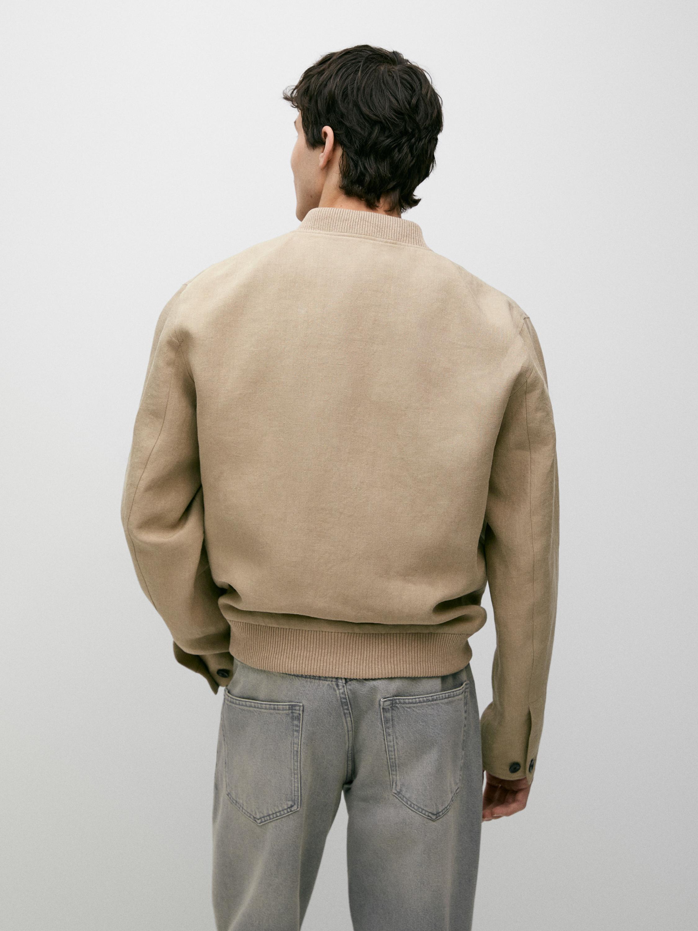 Linen bomber jacket — BEIGE