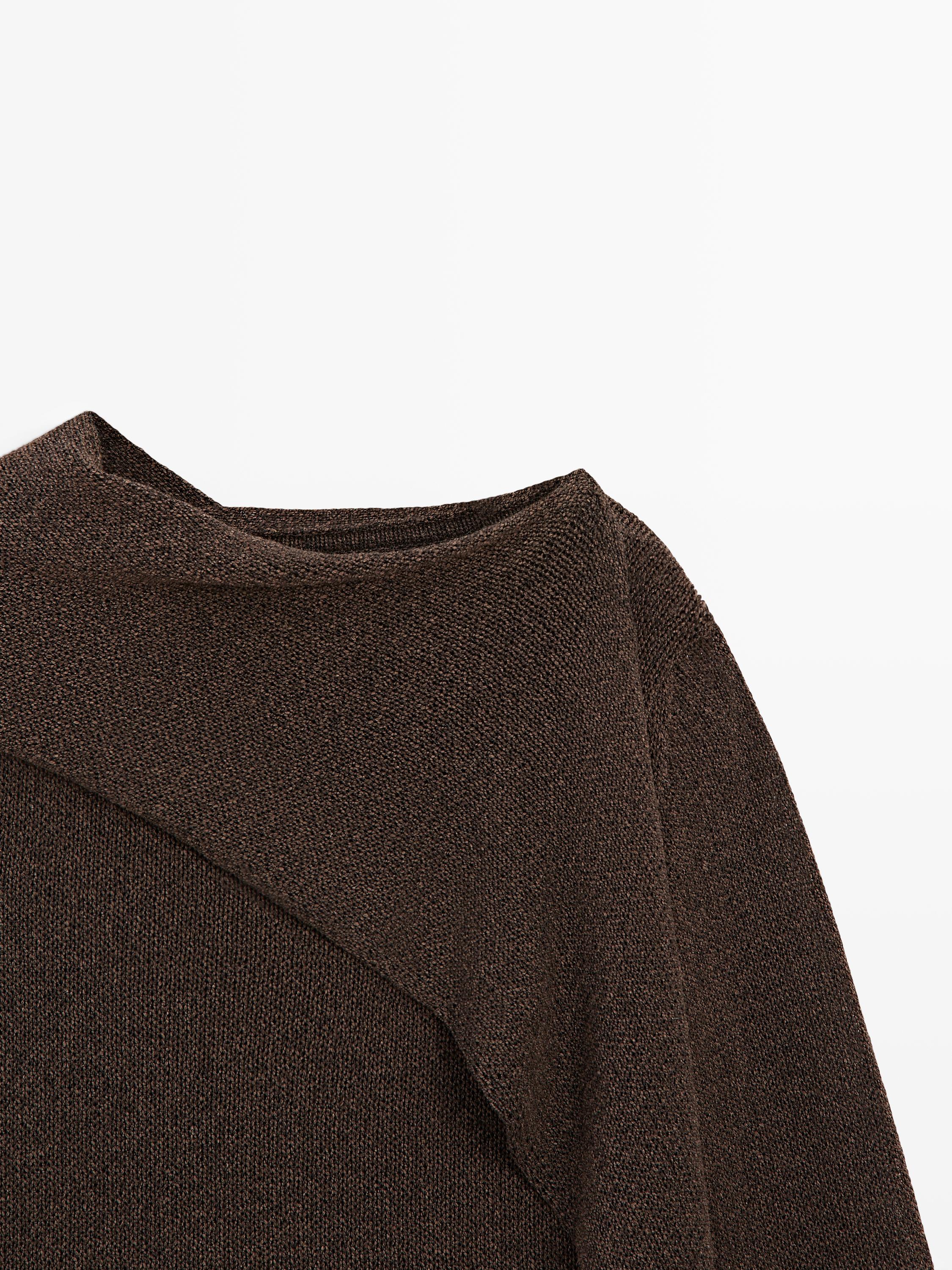 Cotton blend knit cape sweater — Chocolate