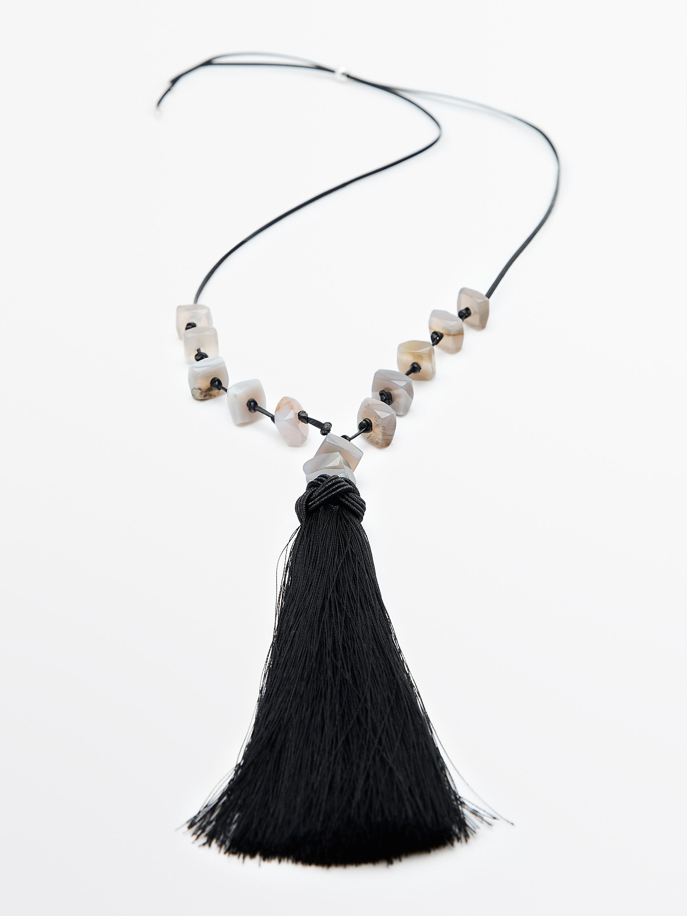 Rhinestone tassel necklace