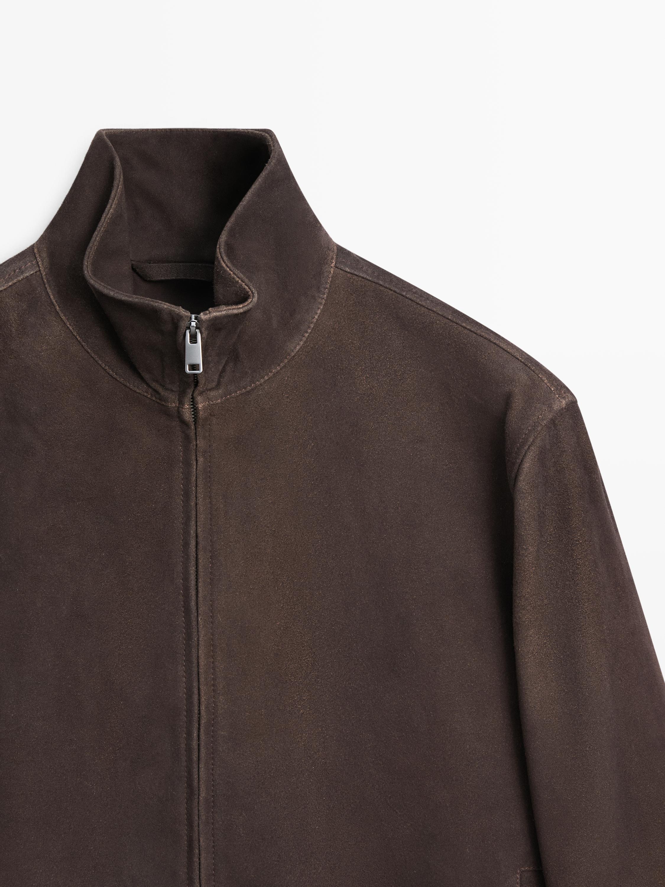 Suede leather jacket — GREY