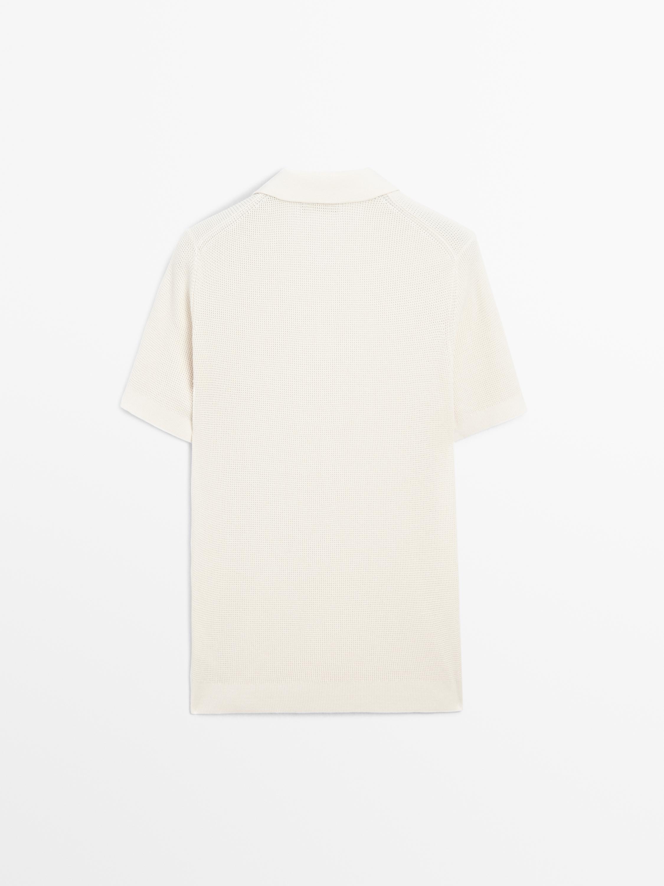 Polo en maille texturée de coton