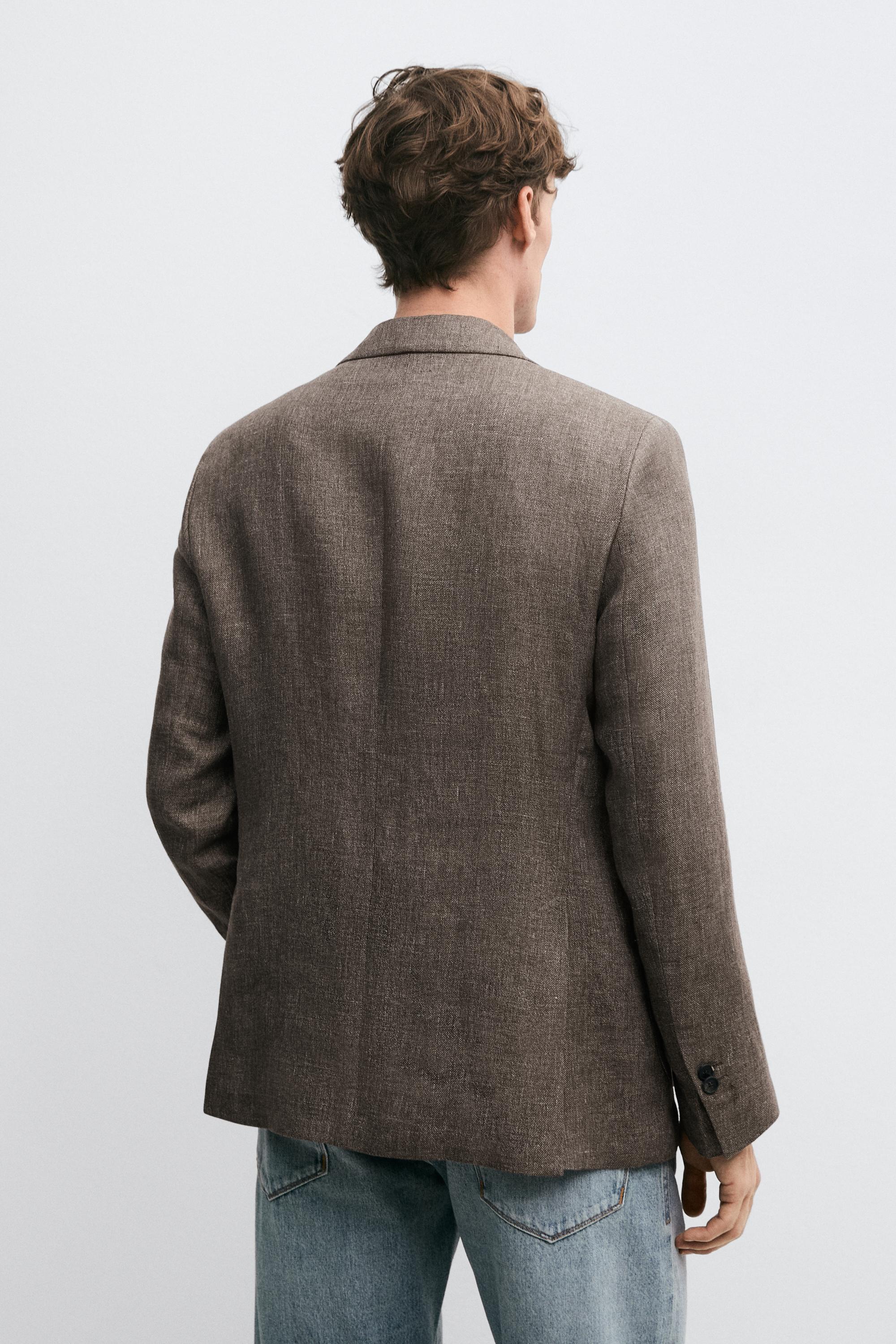 100% linen tailored marl blazer — BEIGE MARL