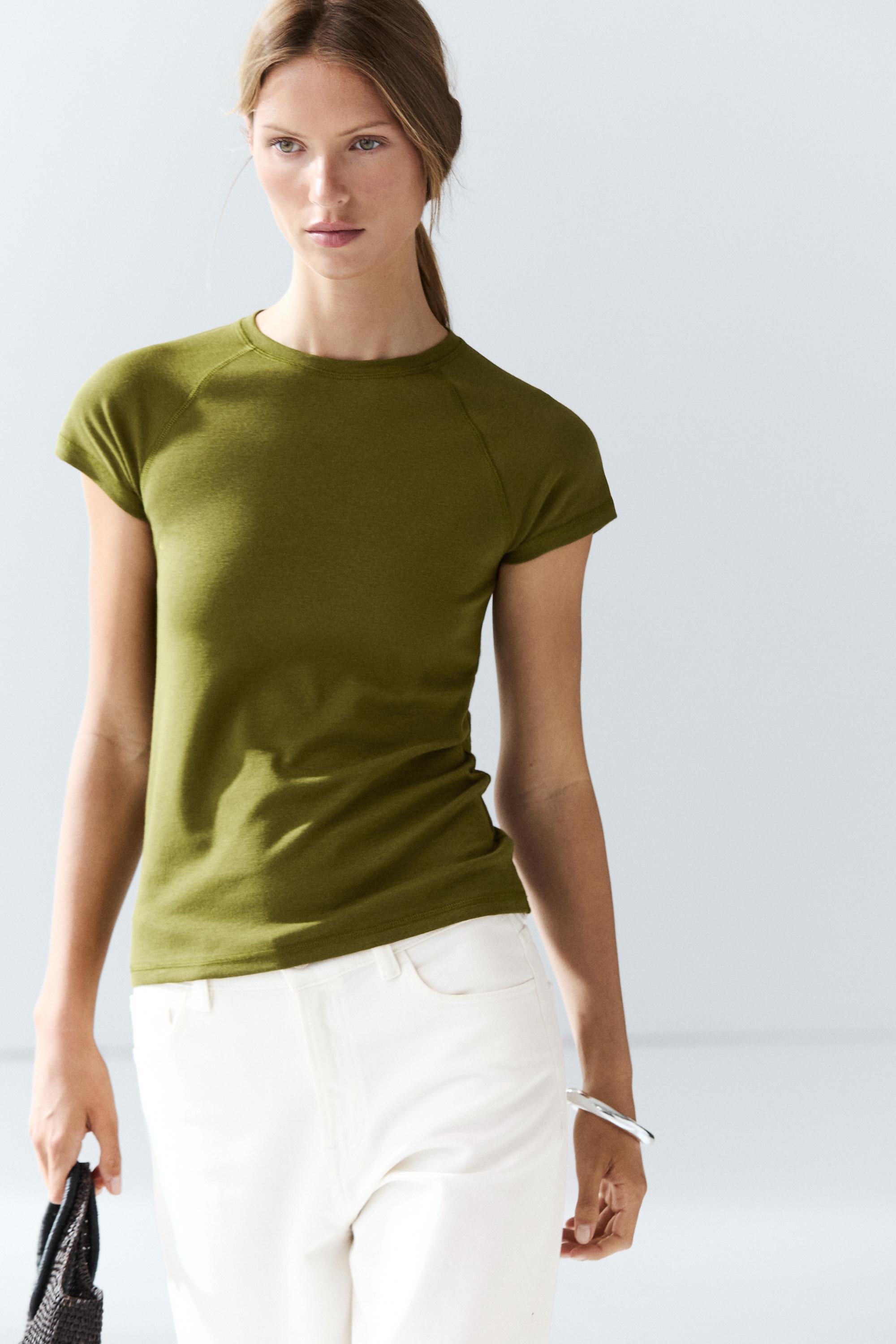 Short Sleeve Raglan T-Shirt — KHAKI