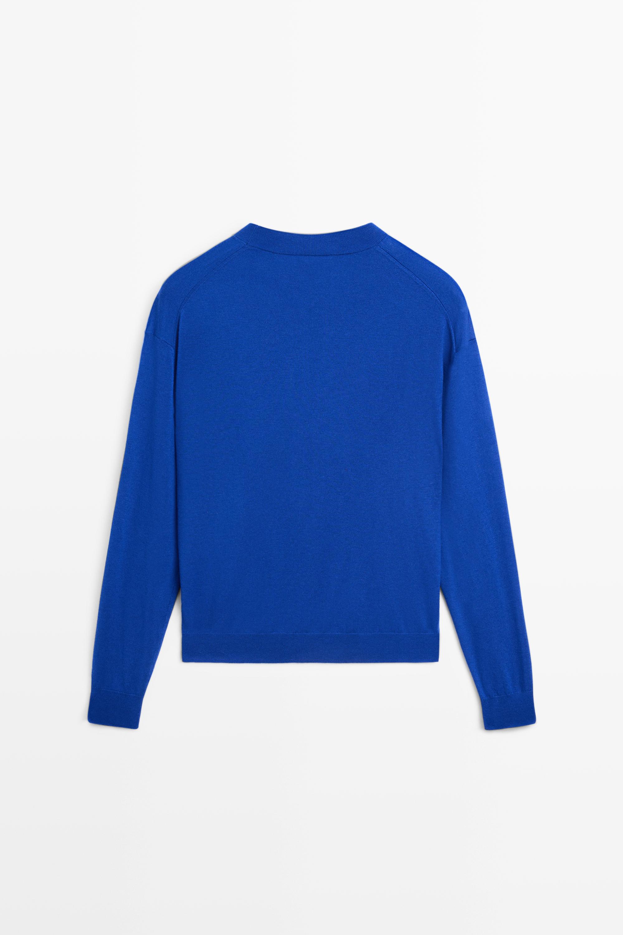 Fine knit round neck sweater — DEEP BLUE