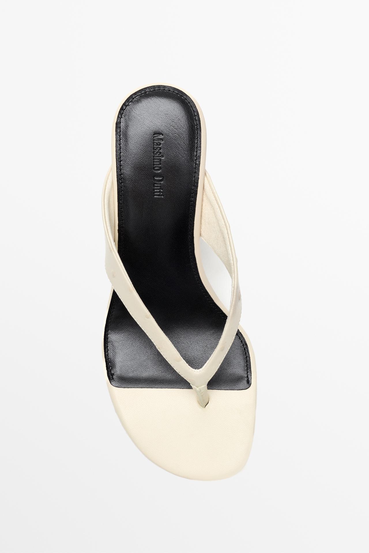 Leather wedge sandal — CREAM